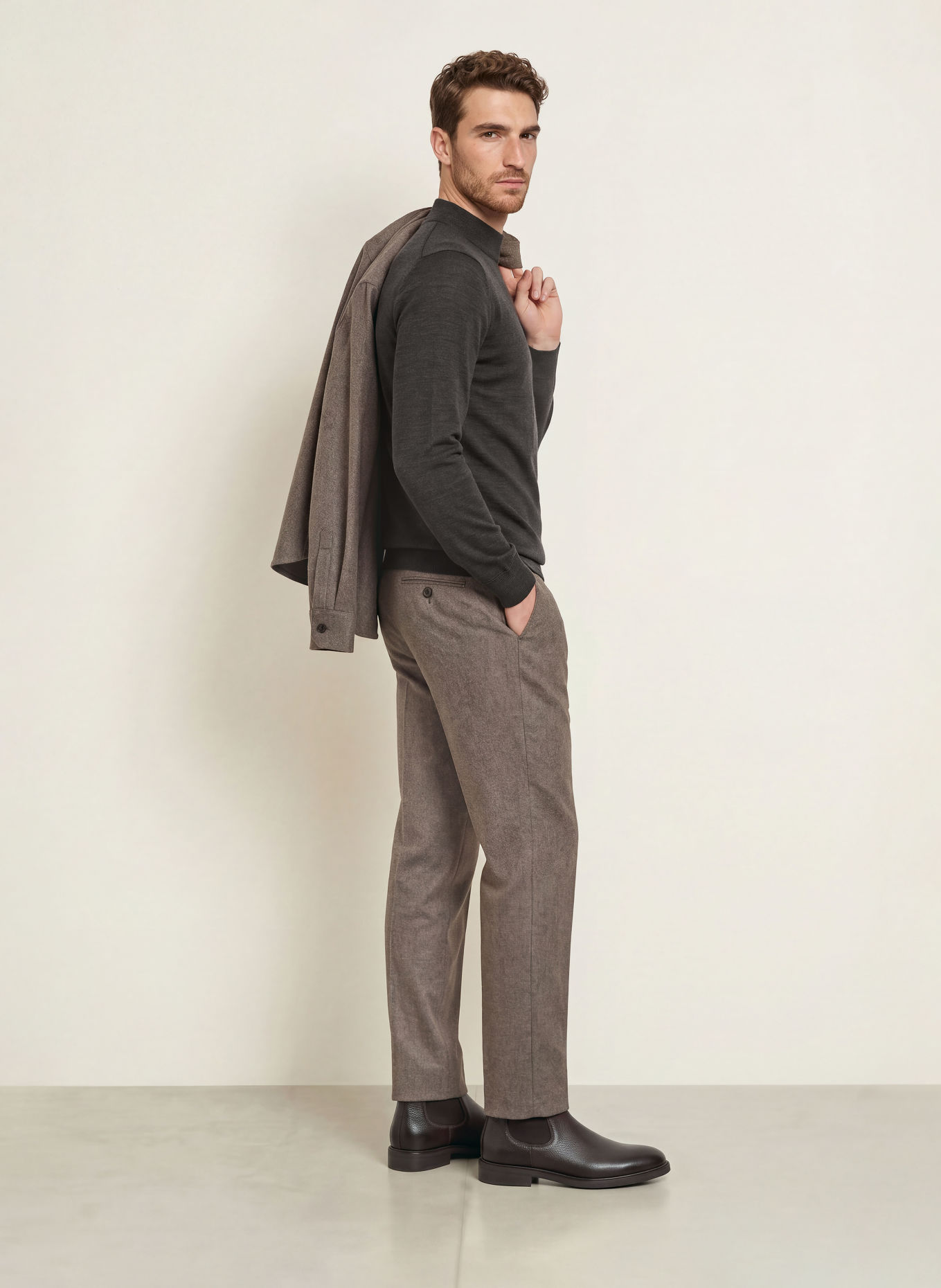 PROFUOMO Trui: MARRON FONCÉ