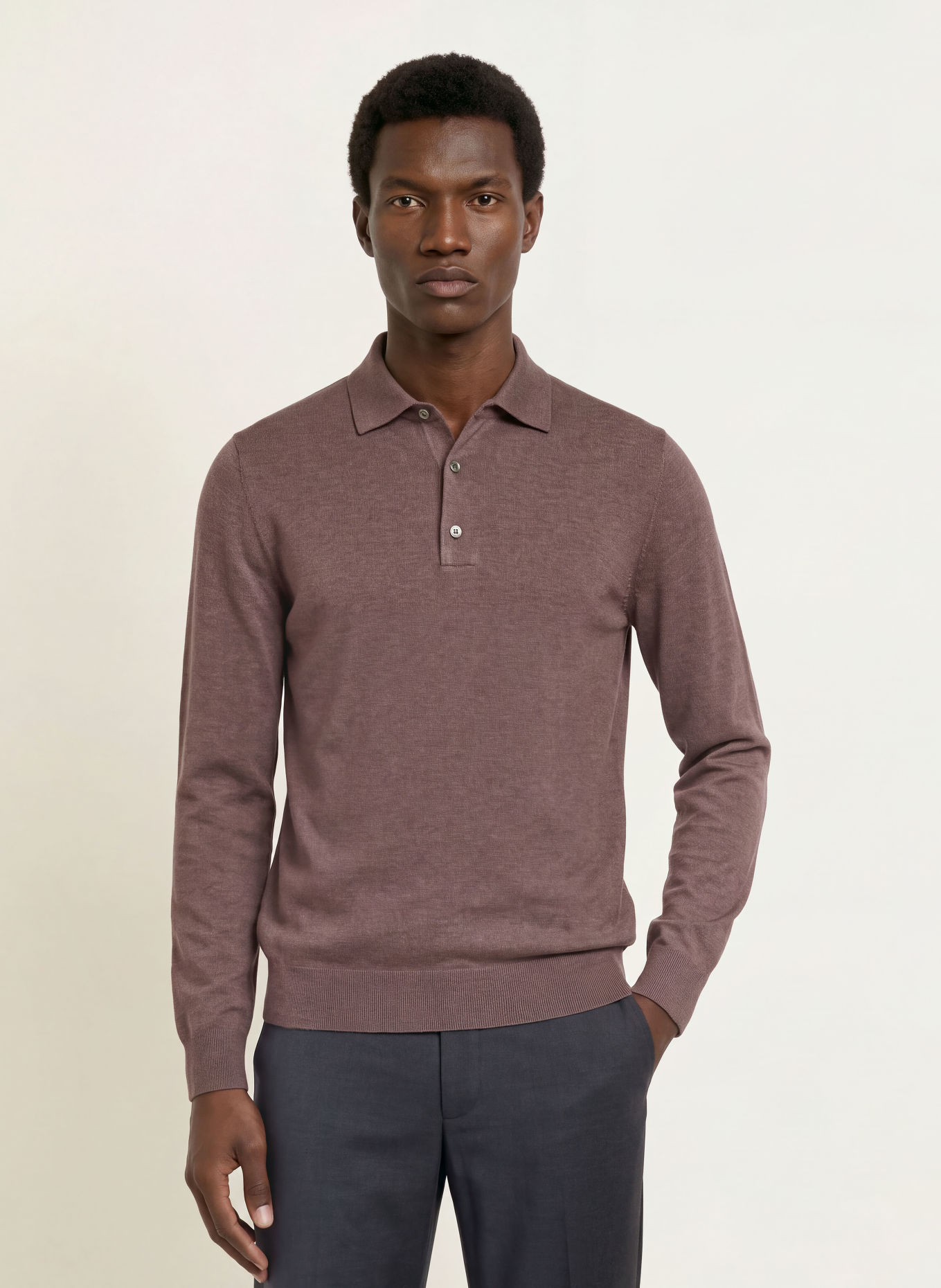 PROFUOMO Gebreid poloshirt: PAARS