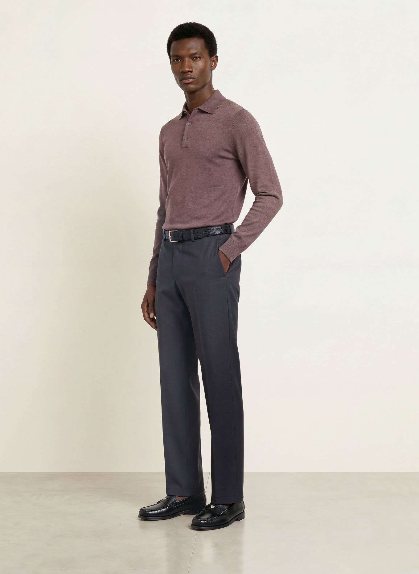 PROFUOMO Gebreid poloshirt: PAARS