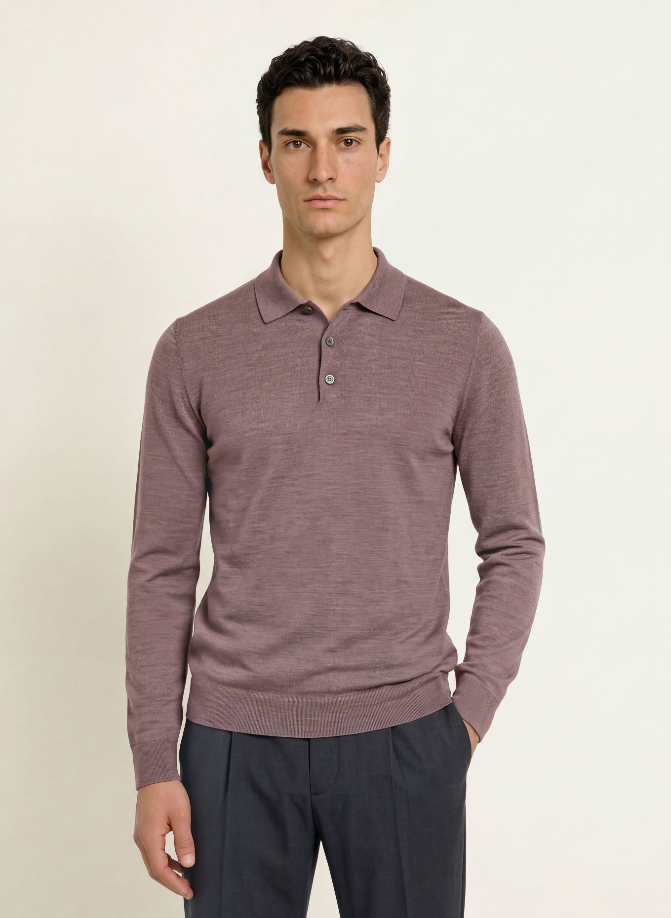 PROFUOMO Gebreid poloshirt: PAARS