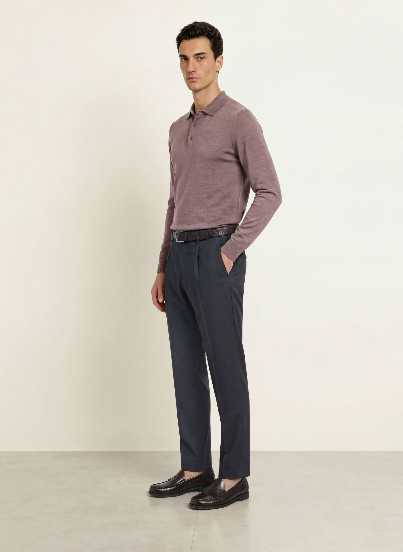 PROFUOMO Gebreid poloshirt: PAARS