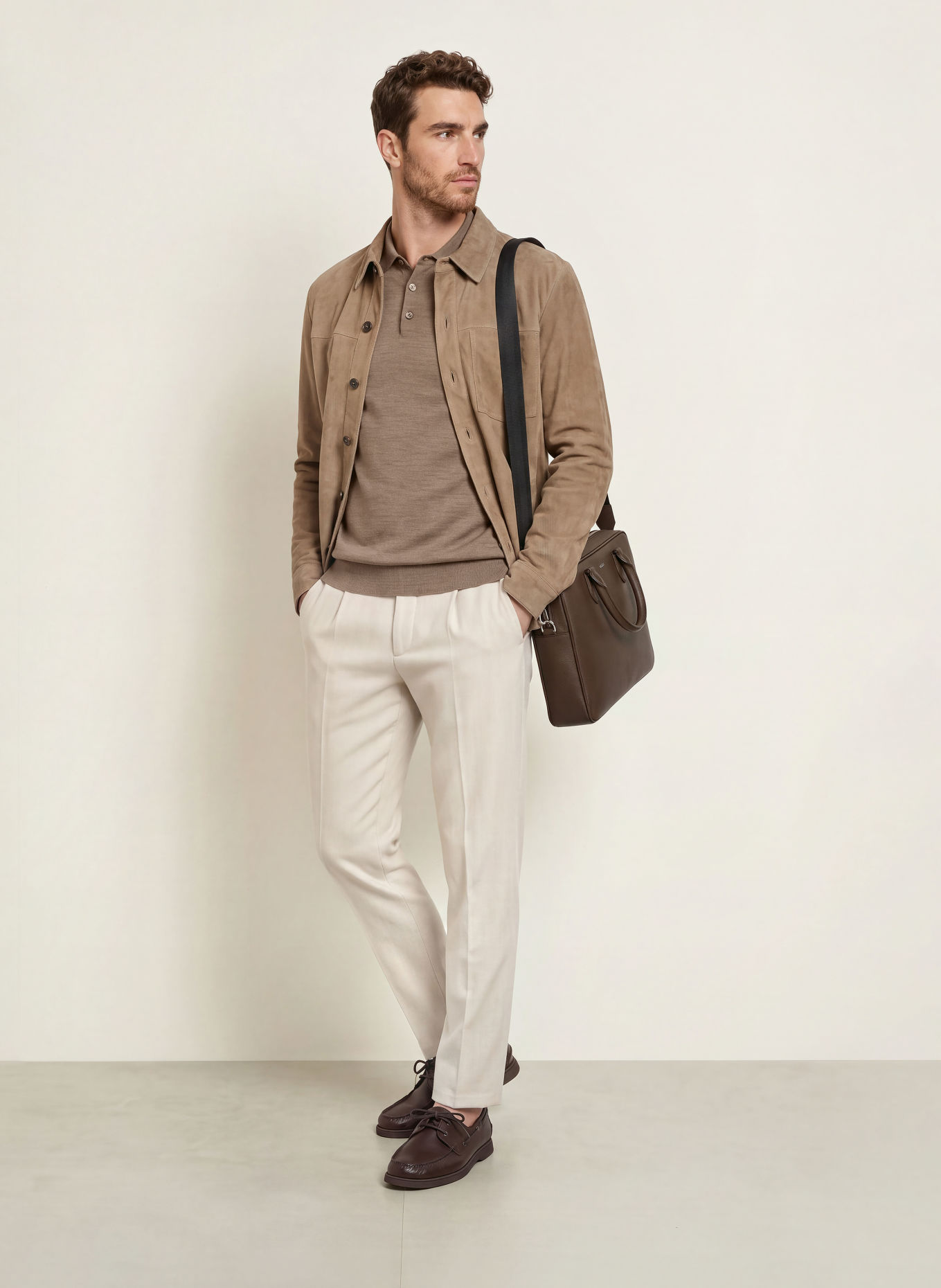 PROFUOMO Gebreid poloshirt: BRUIN