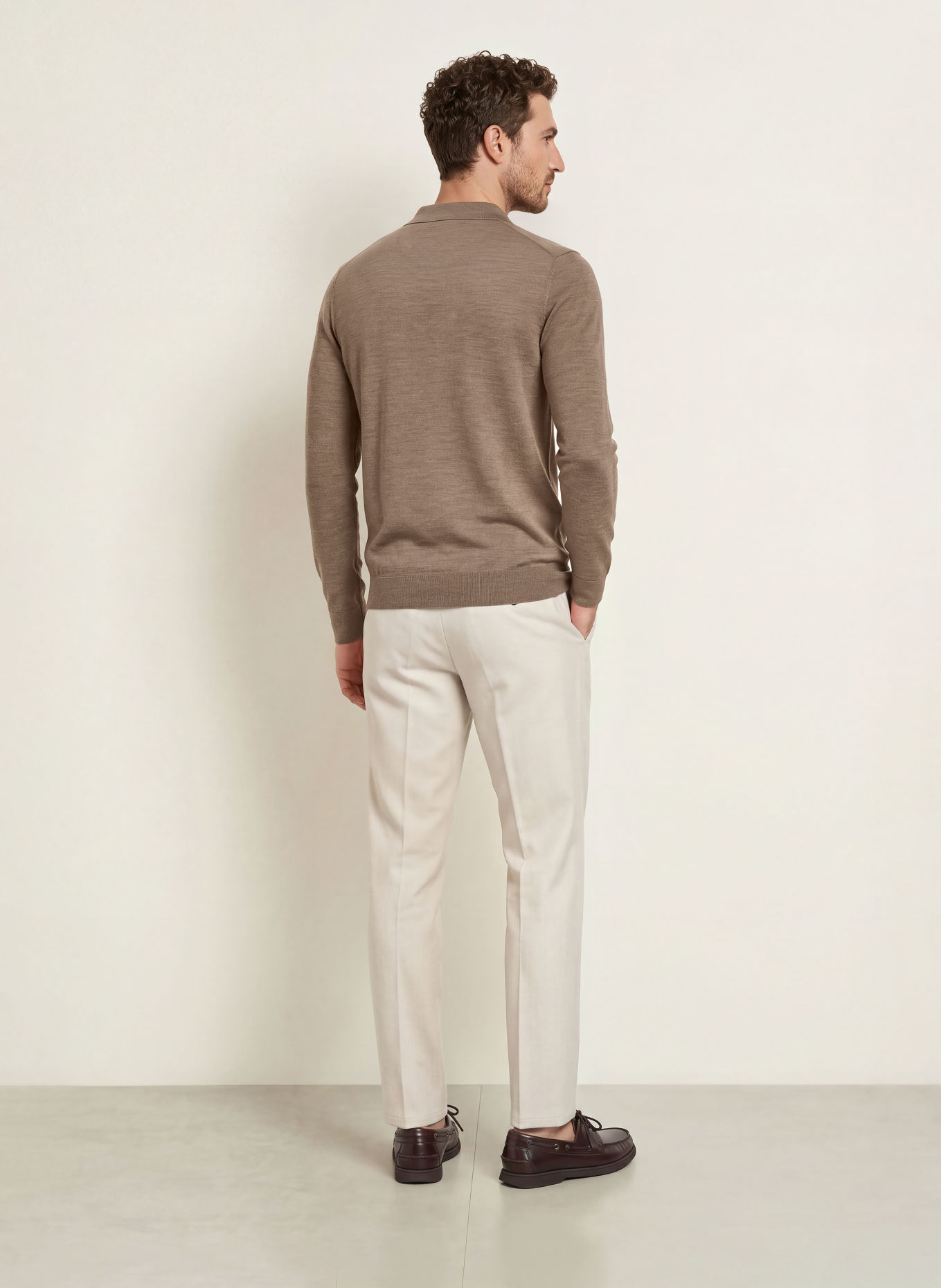 PROFUOMO Gebreid poloshirt: BRUIN