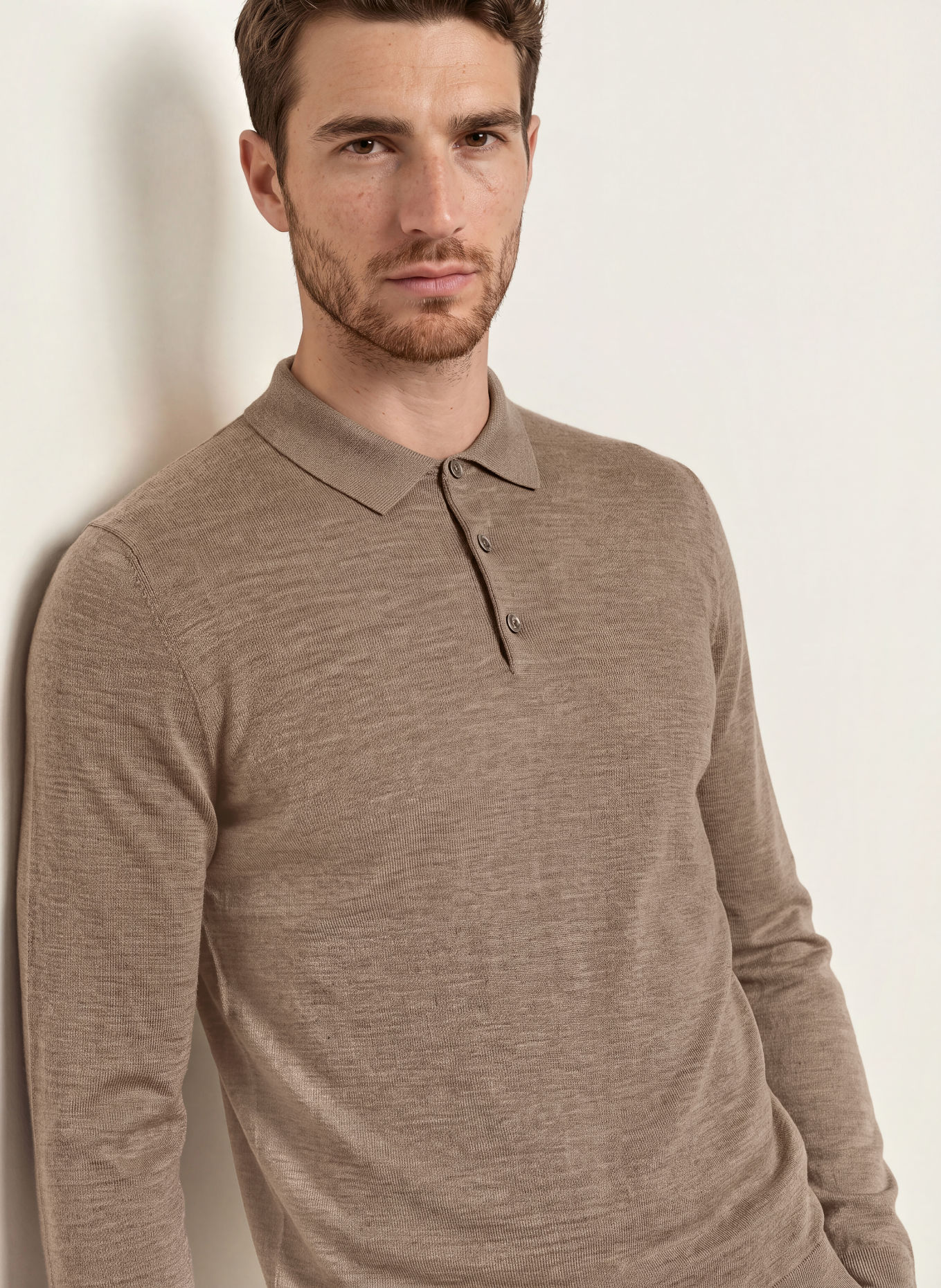 PROFUOMO Gebreid poloshirt: BRUIN