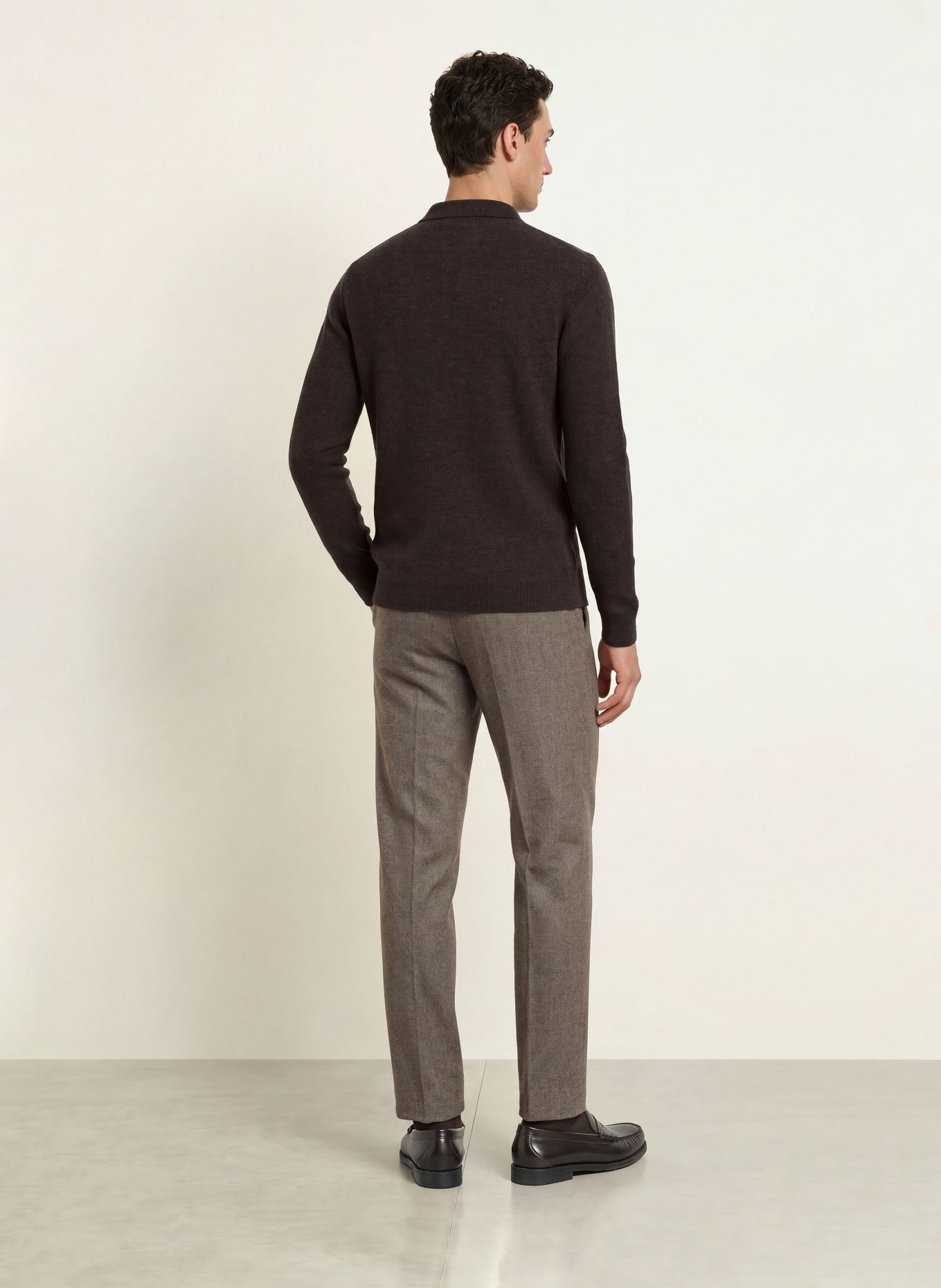 PROFUOMO Knit polo shirt: DARK BROWN