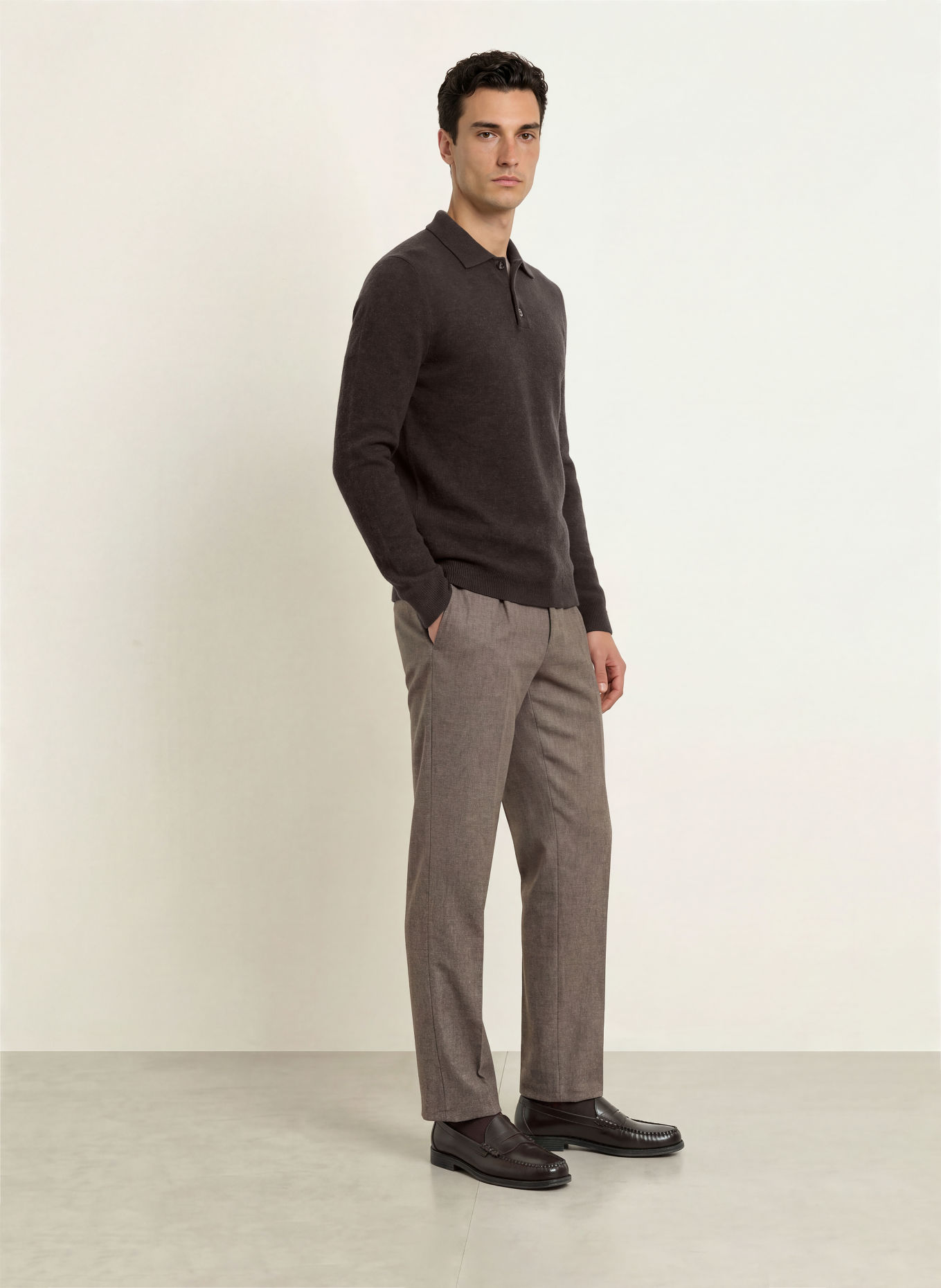 PROFUOMO Knit polo shirt: DARK BROWN