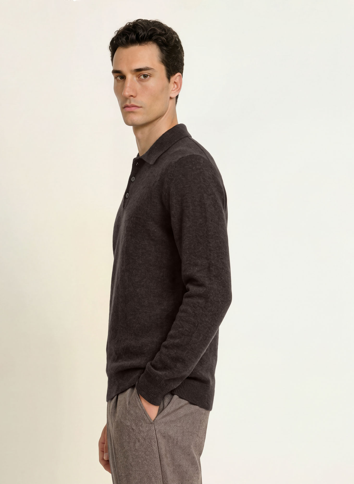 PROFUOMO Knit polo shirt: DARK BROWN