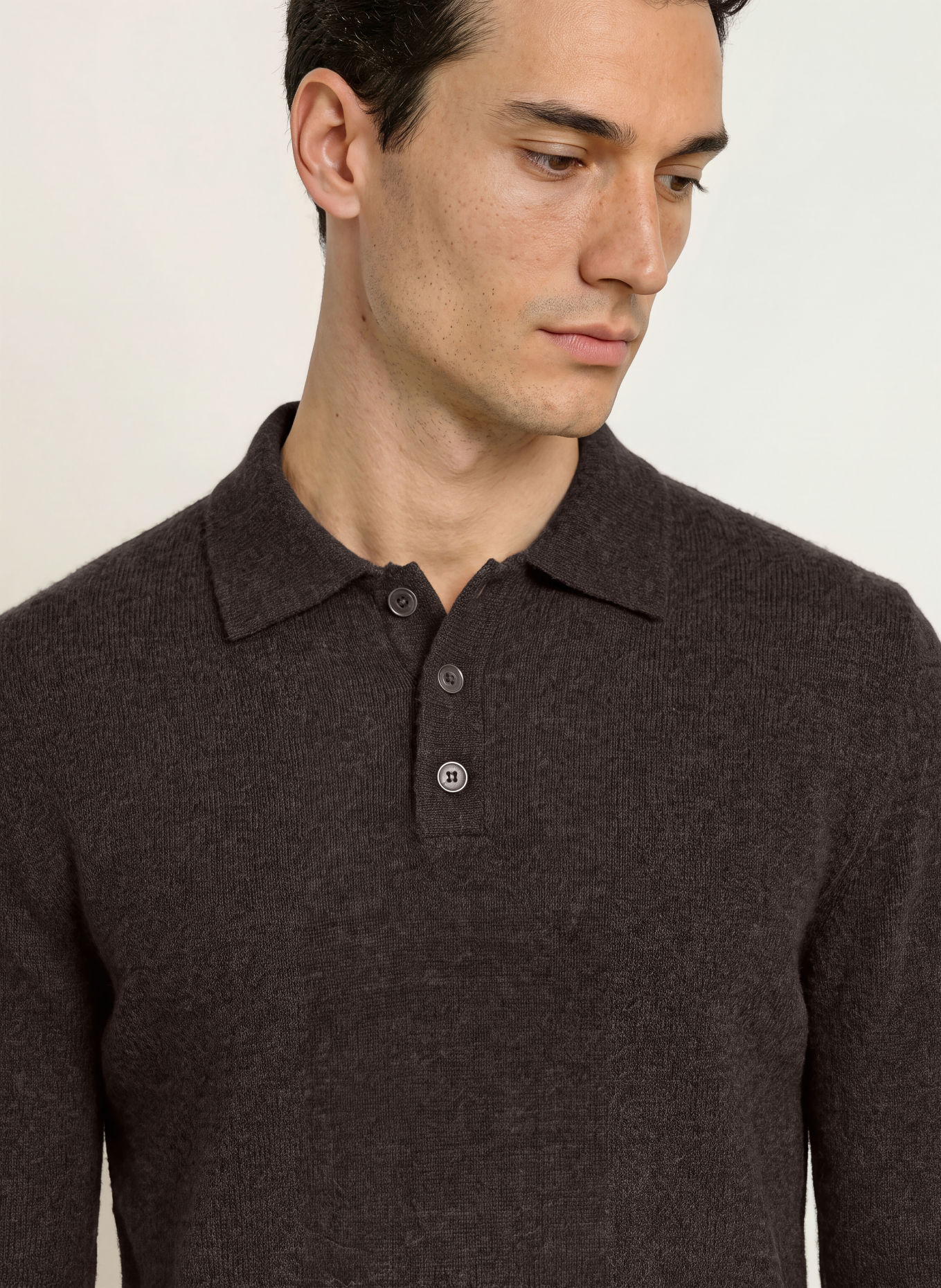 PROFUOMO Knit polo shirt: DARK BROWN