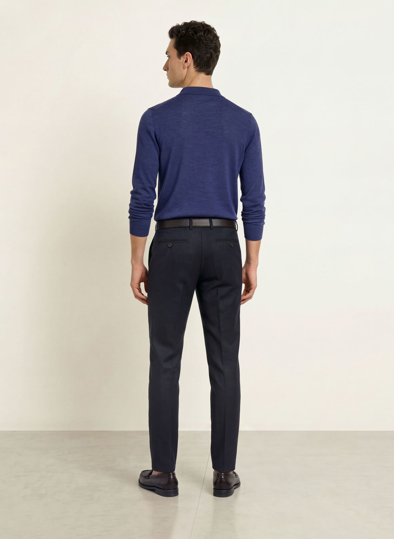 PROFUOMO Gebreid poloshirt: BLAUW