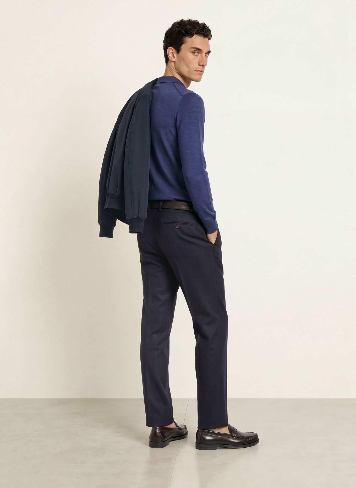 PROFUOMO Gebreid poloshirt: BLAUW