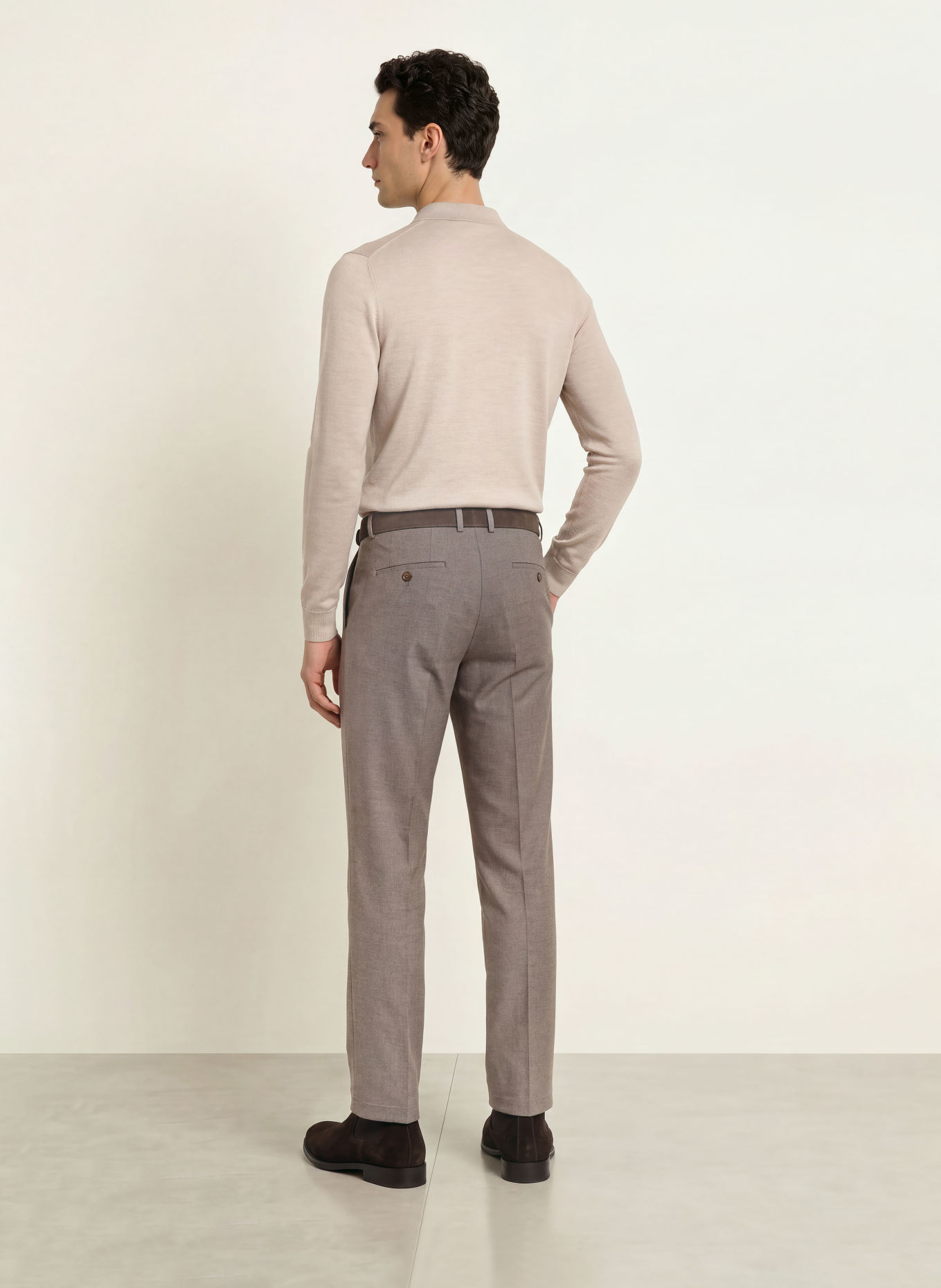 PROFUOMO Gebreid poloshirt: BEIGE