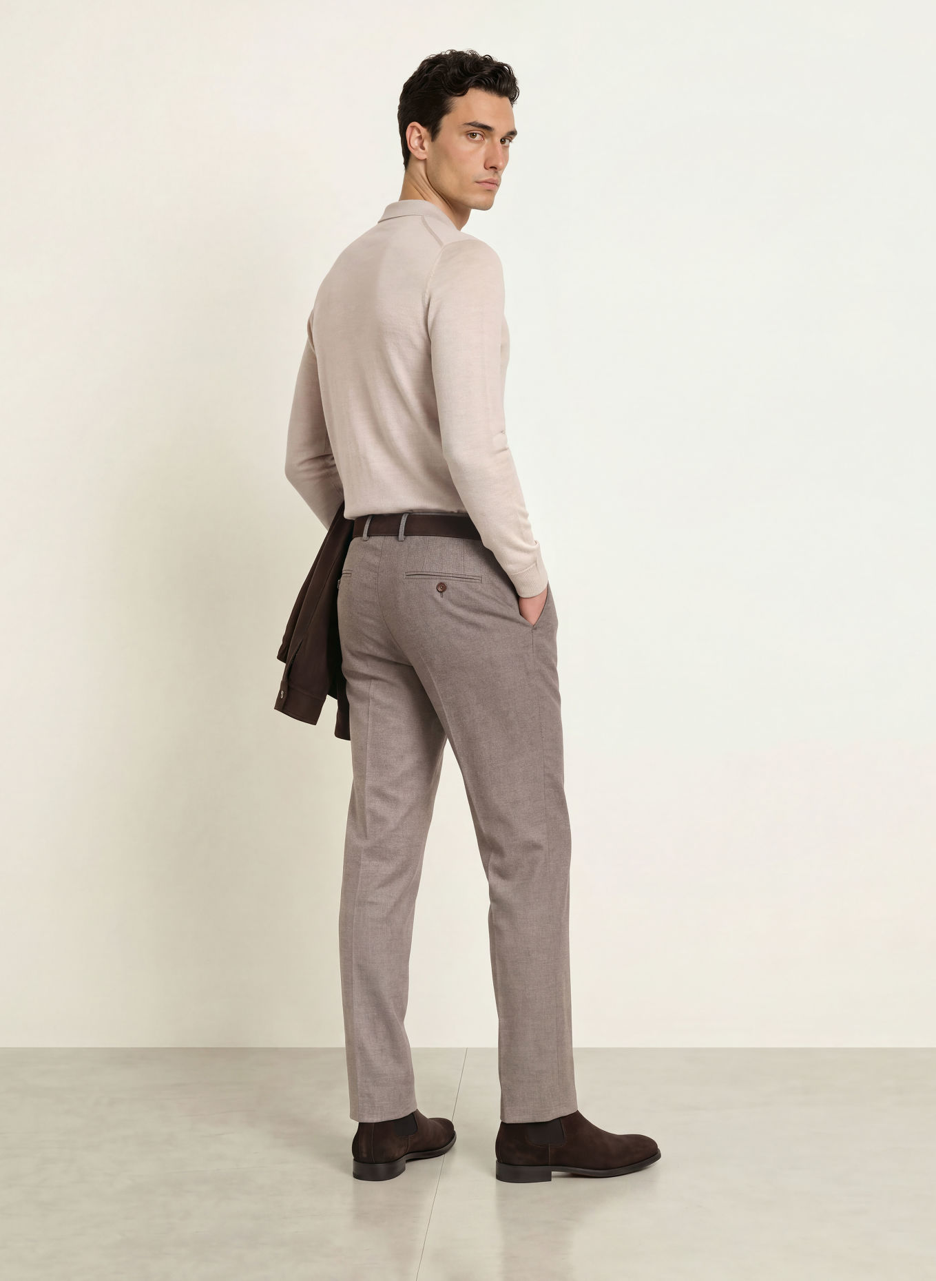 PROFUOMO Gebreid poloshirt: BEIGE