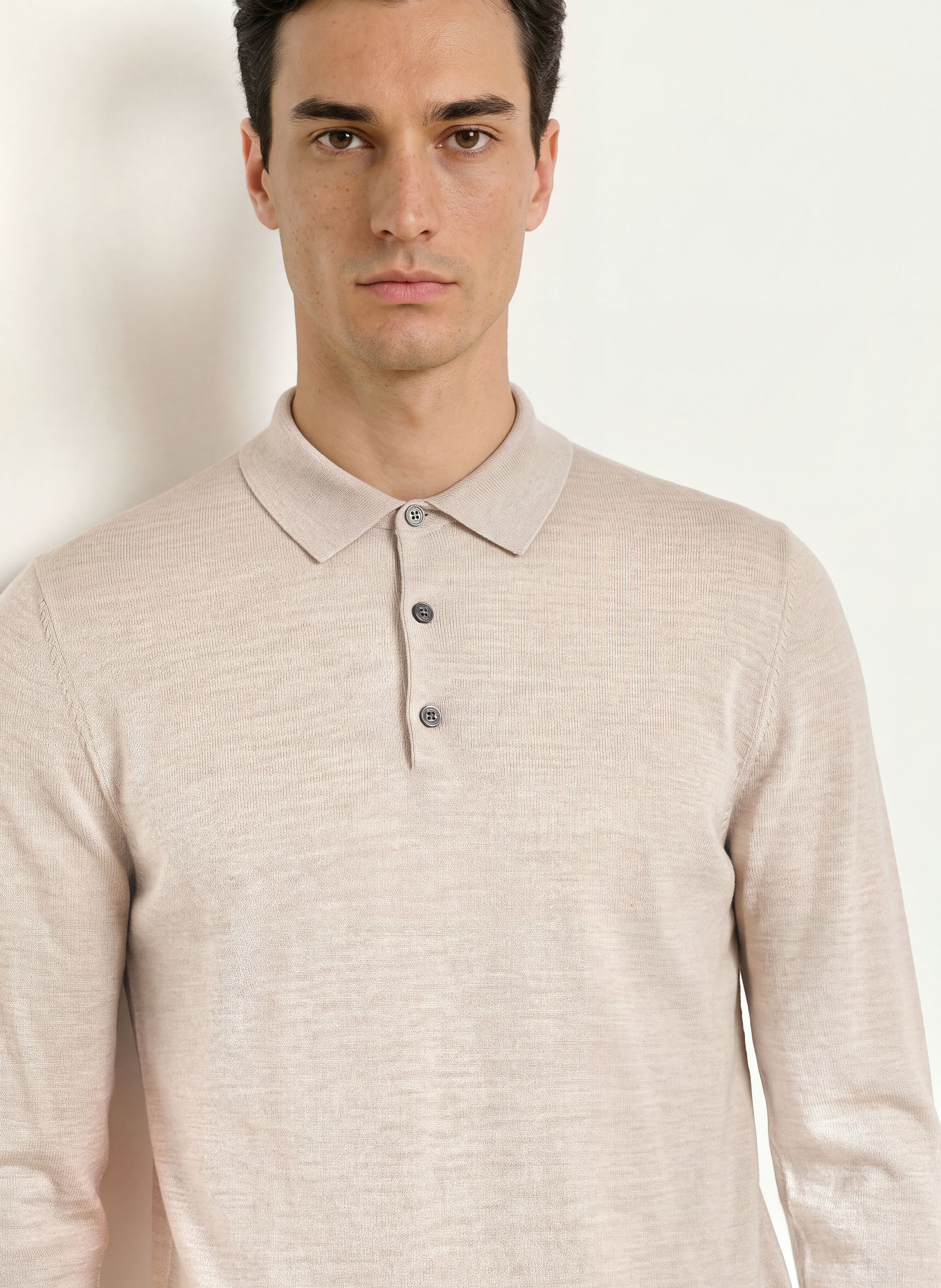 PROFUOMO Gebreid poloshirt: BEIGE