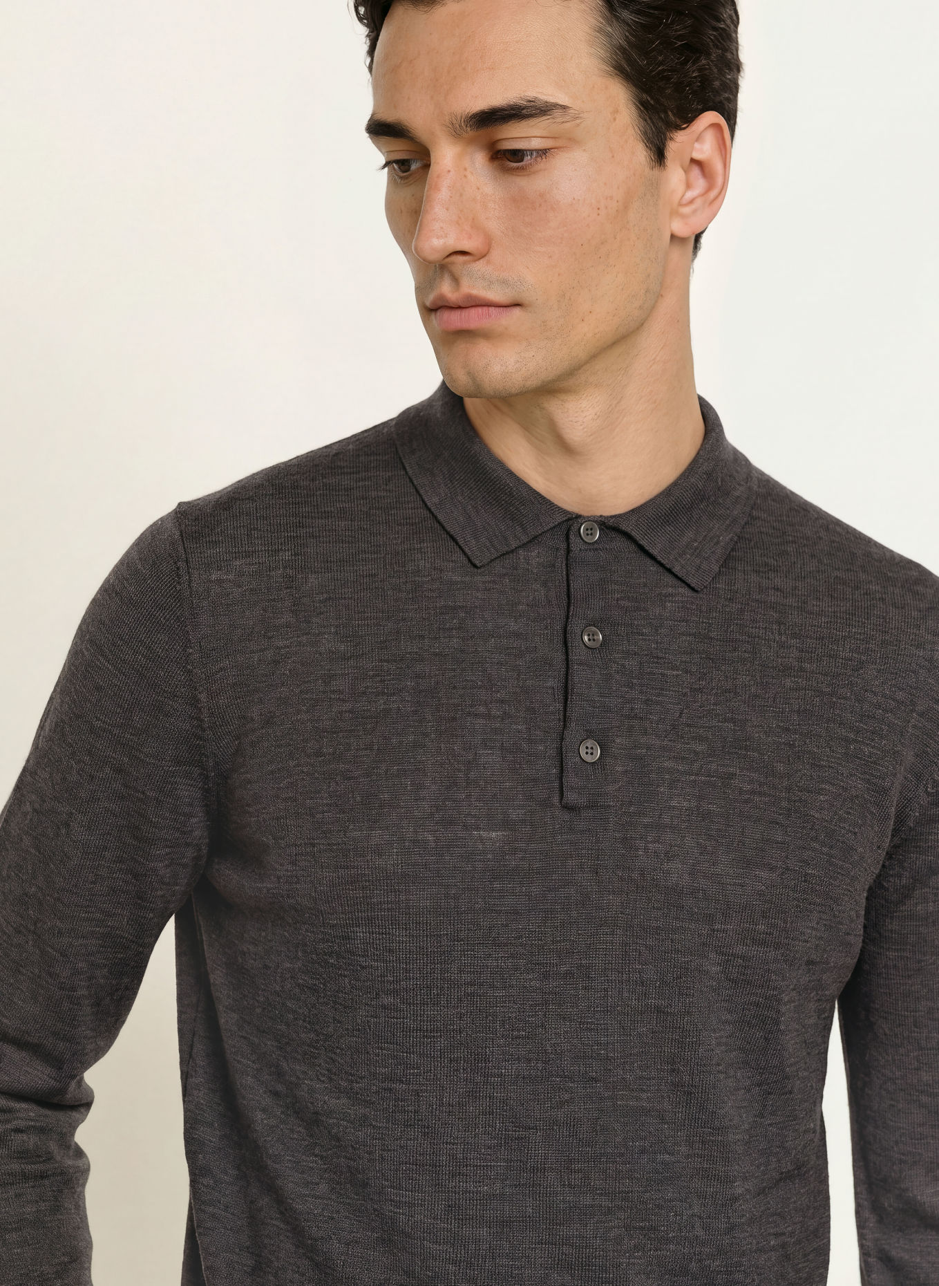 PROFUOMO Gebreid poloshirt: MARRON FONCÉ