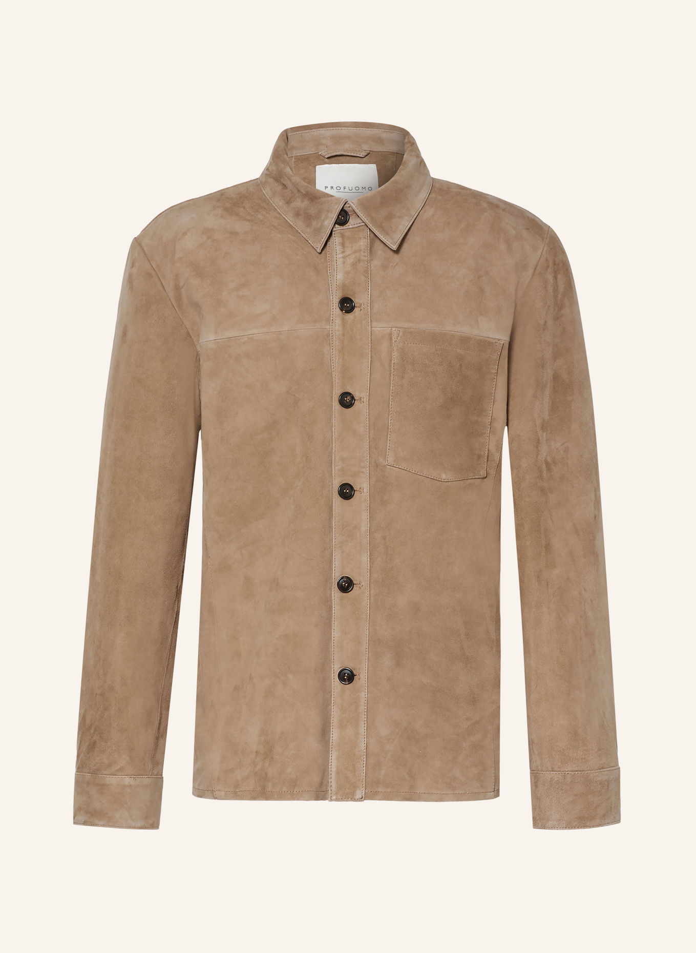 PROFUOMO Surchemise en cuir, coupe classique: TAUPE
