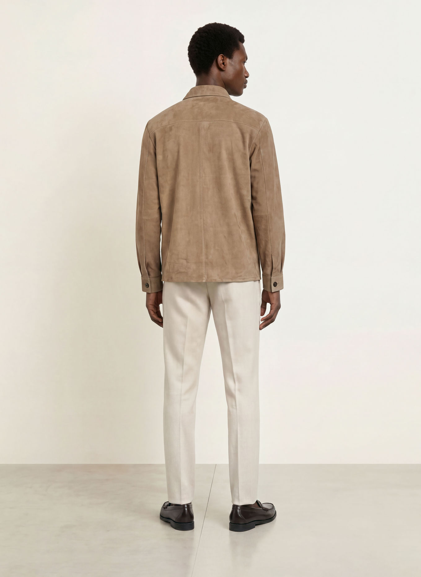PROFUOMO Surchemise en cuir, coupe classique: TAUPE