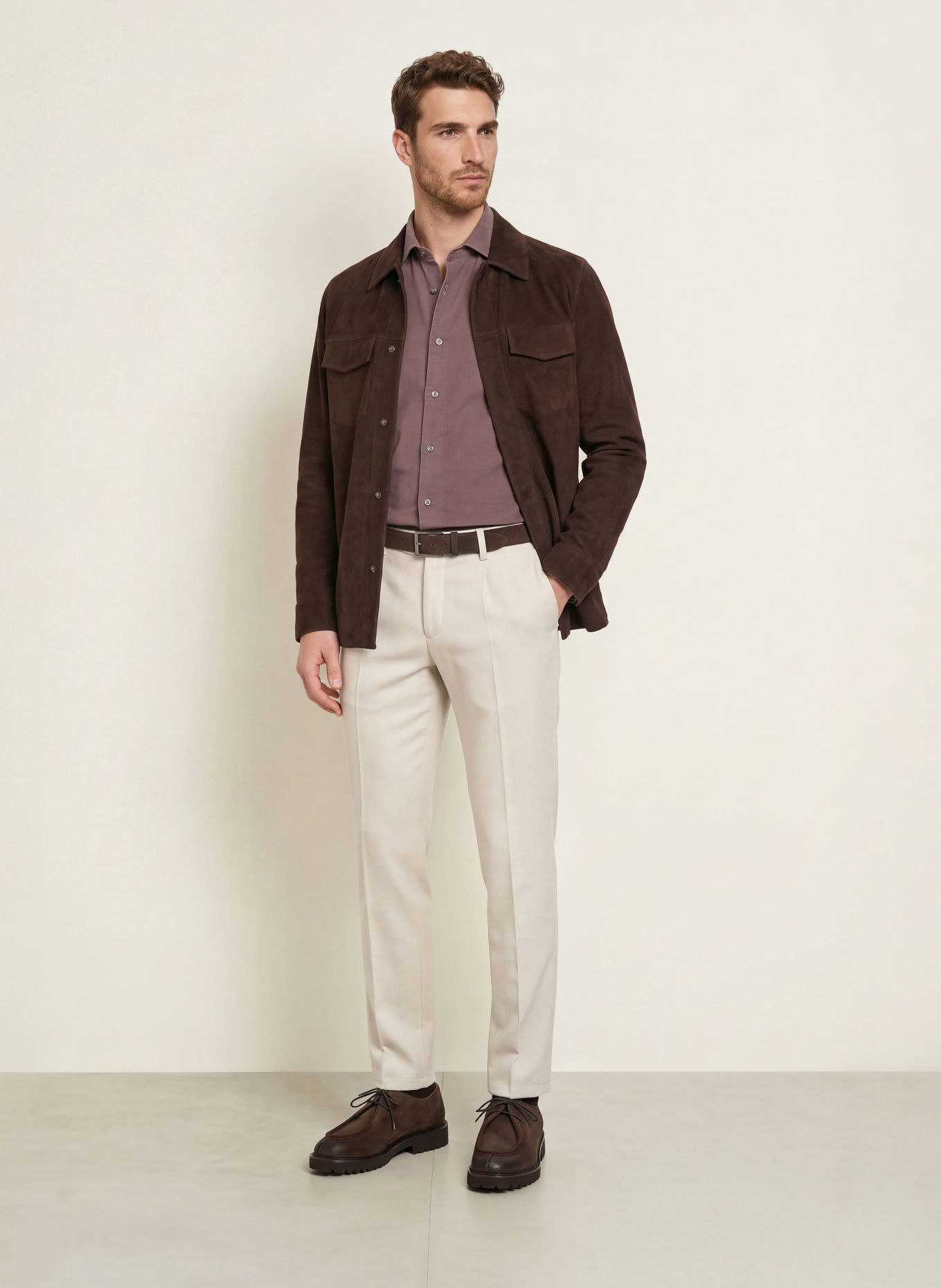 PROFUOMO Chemise en velours côtelé, coupe décontractée: LILAS