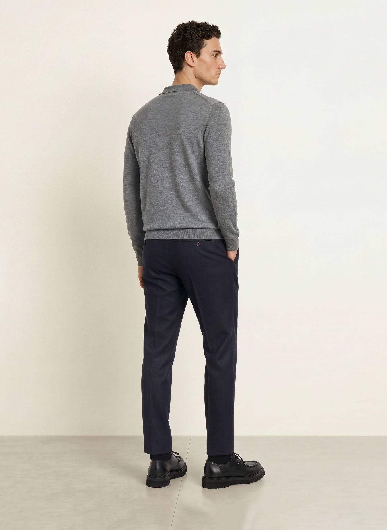 PROFUOMO Gebreid poloshirt: GRIJS