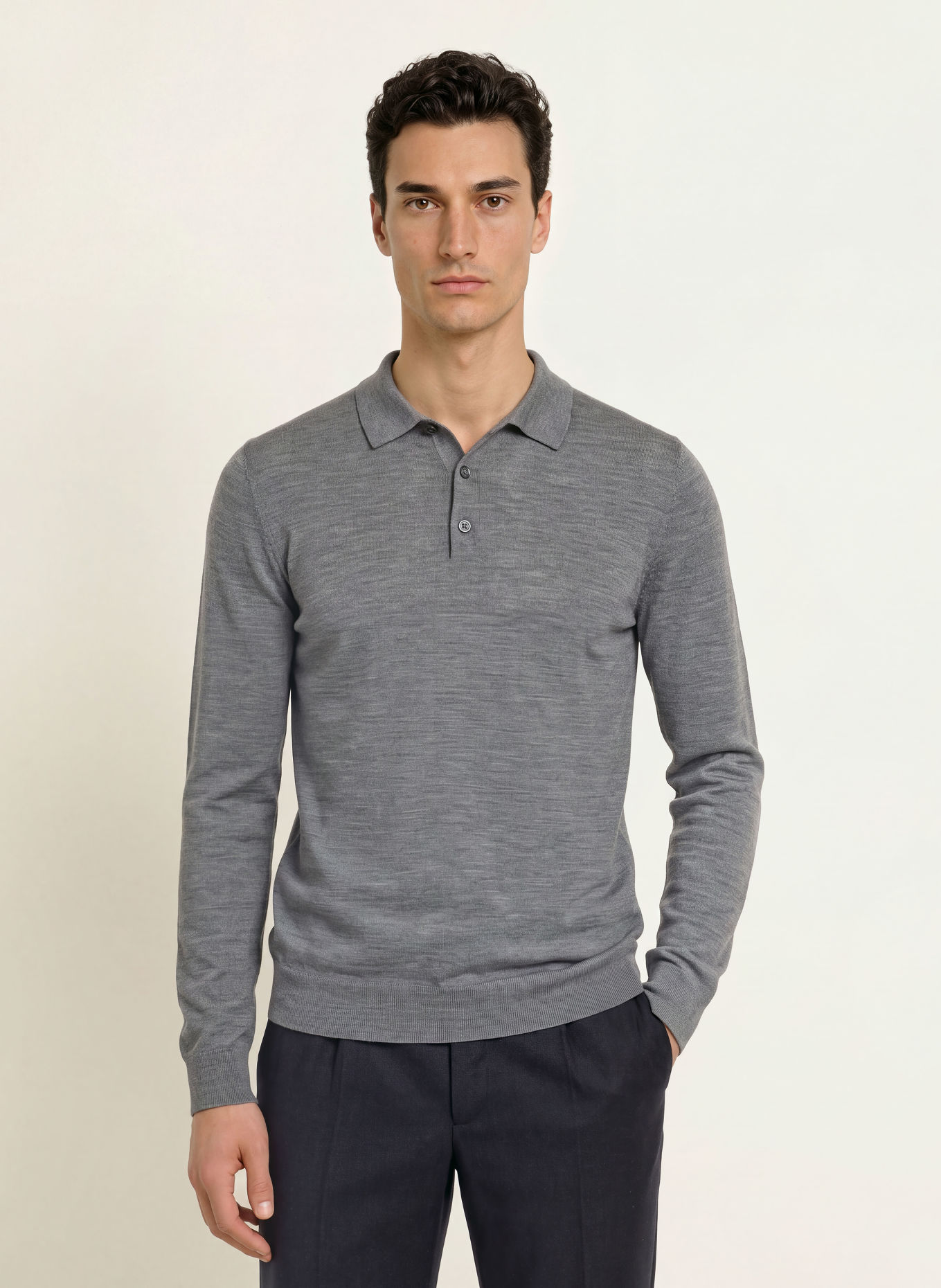 PROFUOMO Gebreid poloshirt: GRIJS