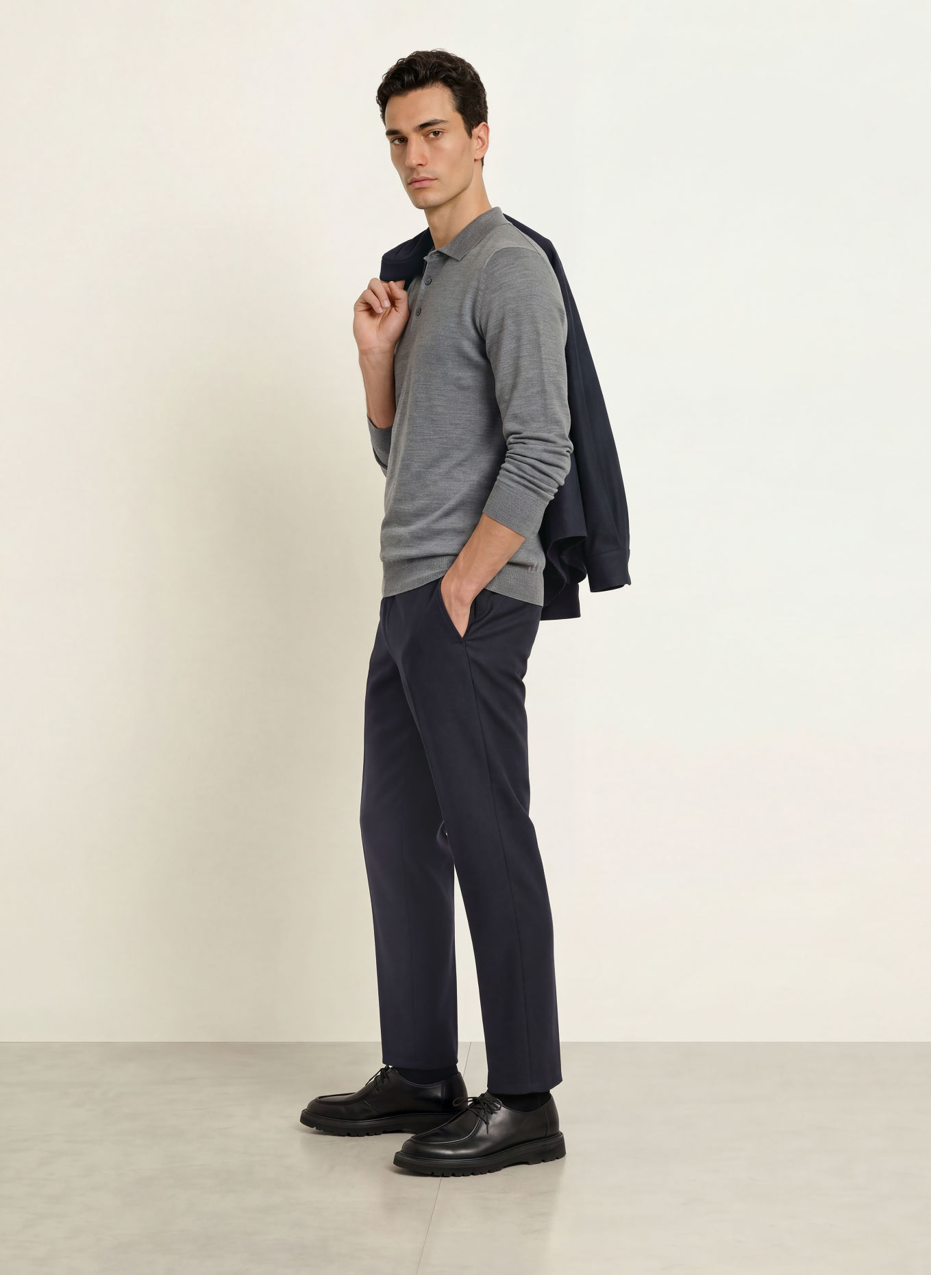 PROFUOMO Gebreid poloshirt: GRIJS