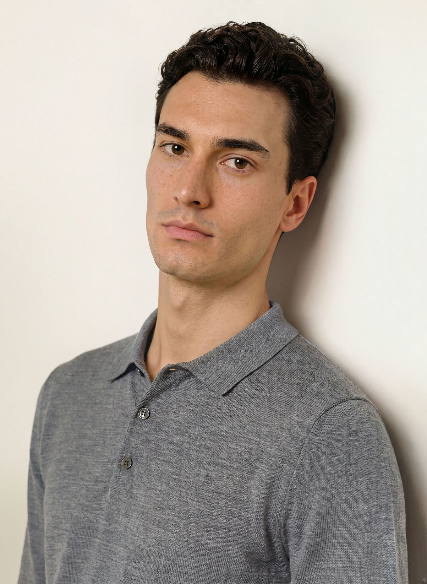 PROFUOMO Gebreid poloshirt: GRIJS