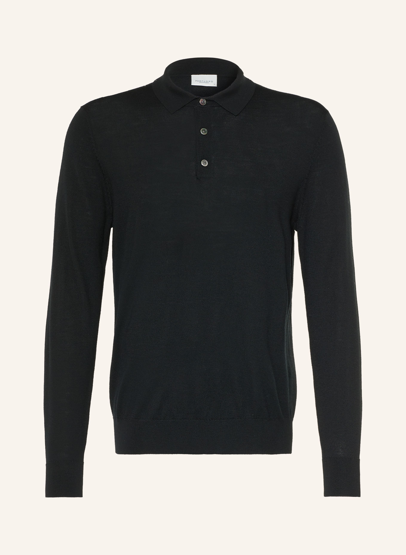 PROFUOMO Gebreid poloshirt: ZWART