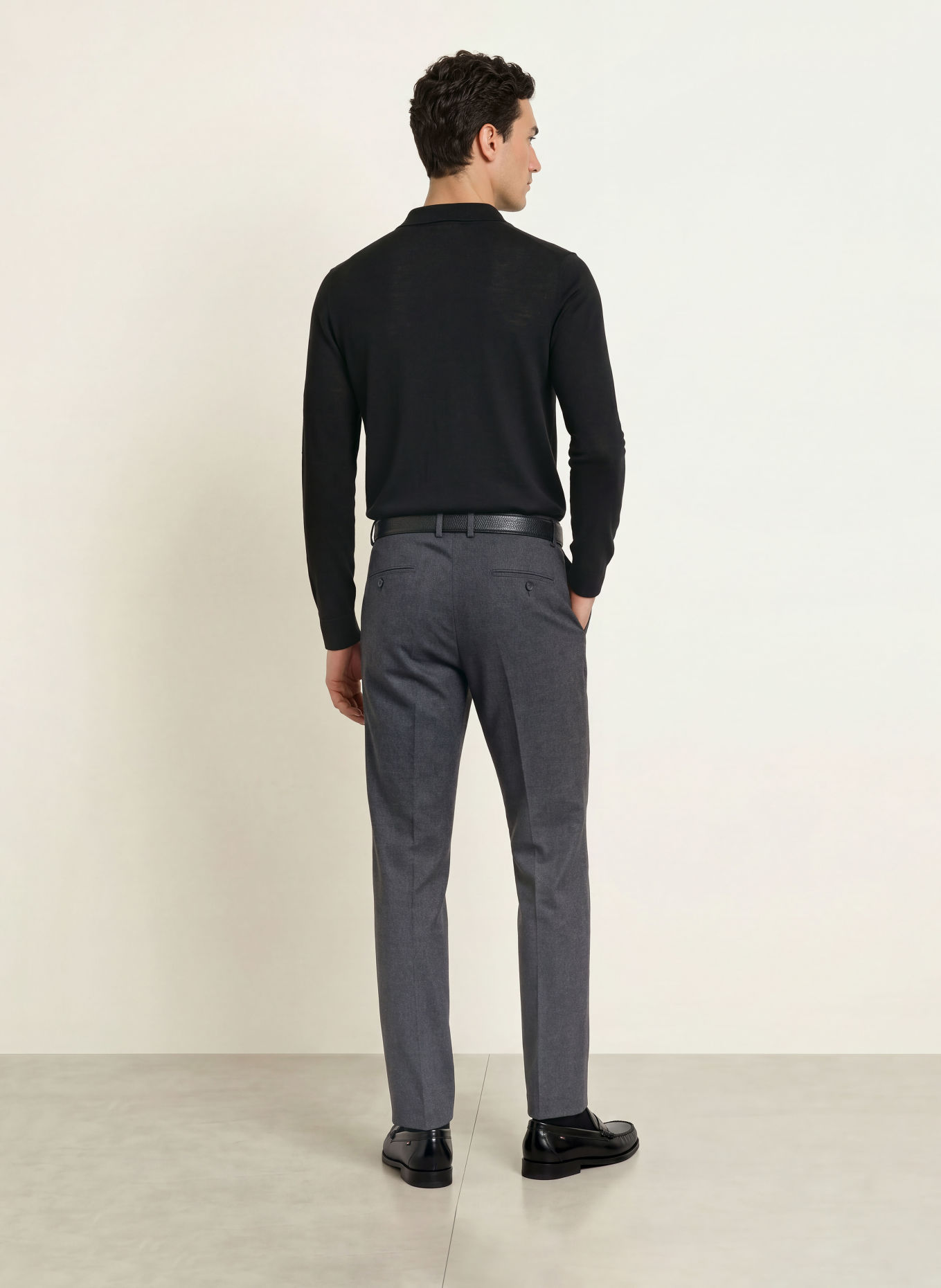 PROFUOMO Gebreid poloshirt: ZWART