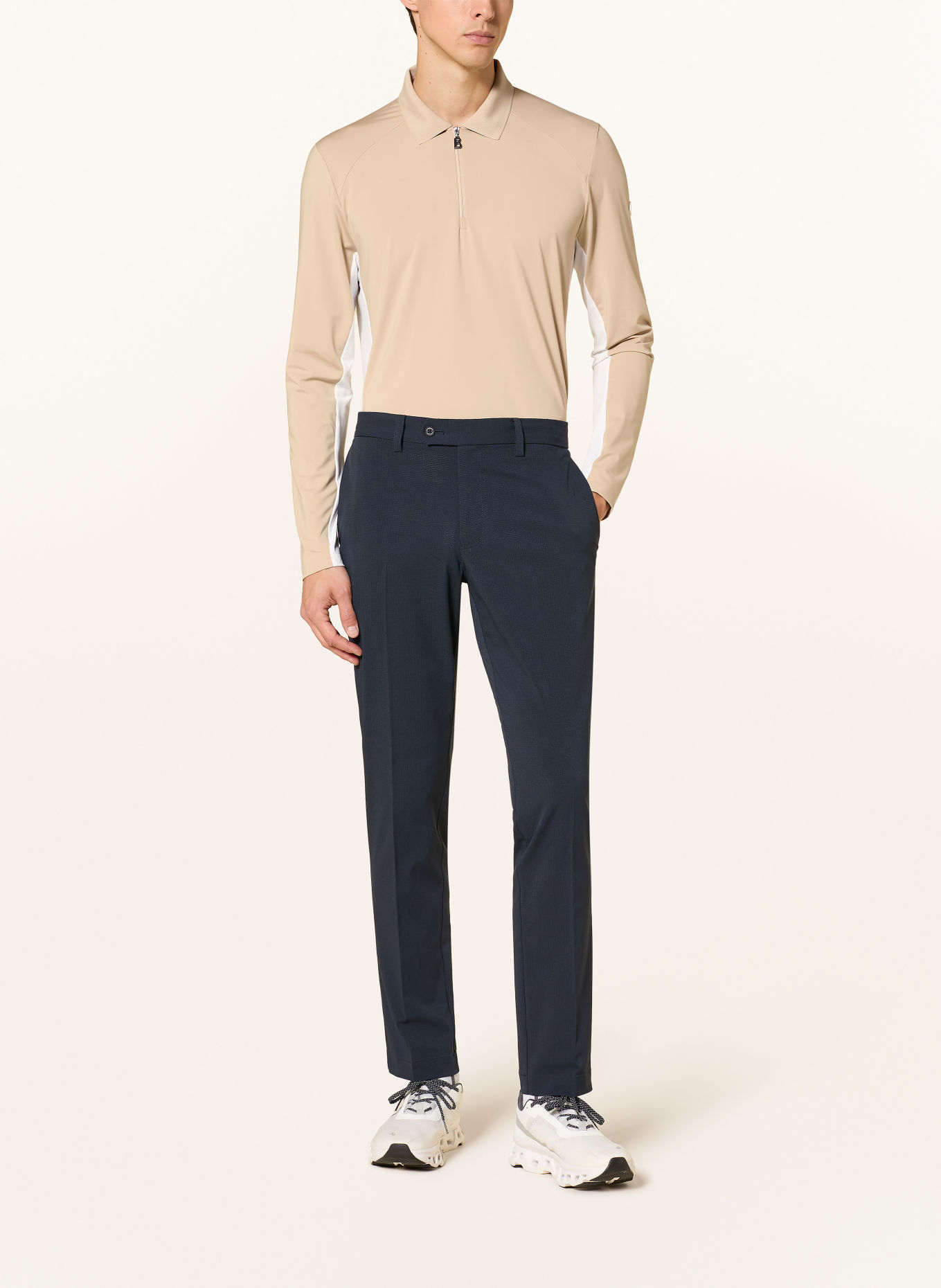 BOGNER FABRIO Performance Polo Shirt: BEIGE / WHITE