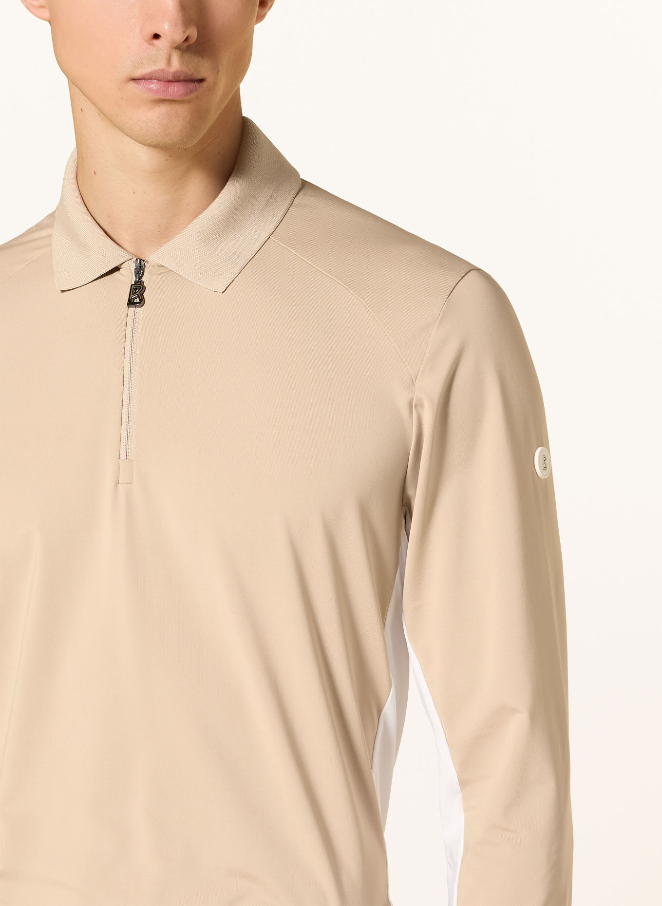 BOGNER FABRIO Performance Polo Shirt: BEIGE / WHITE
