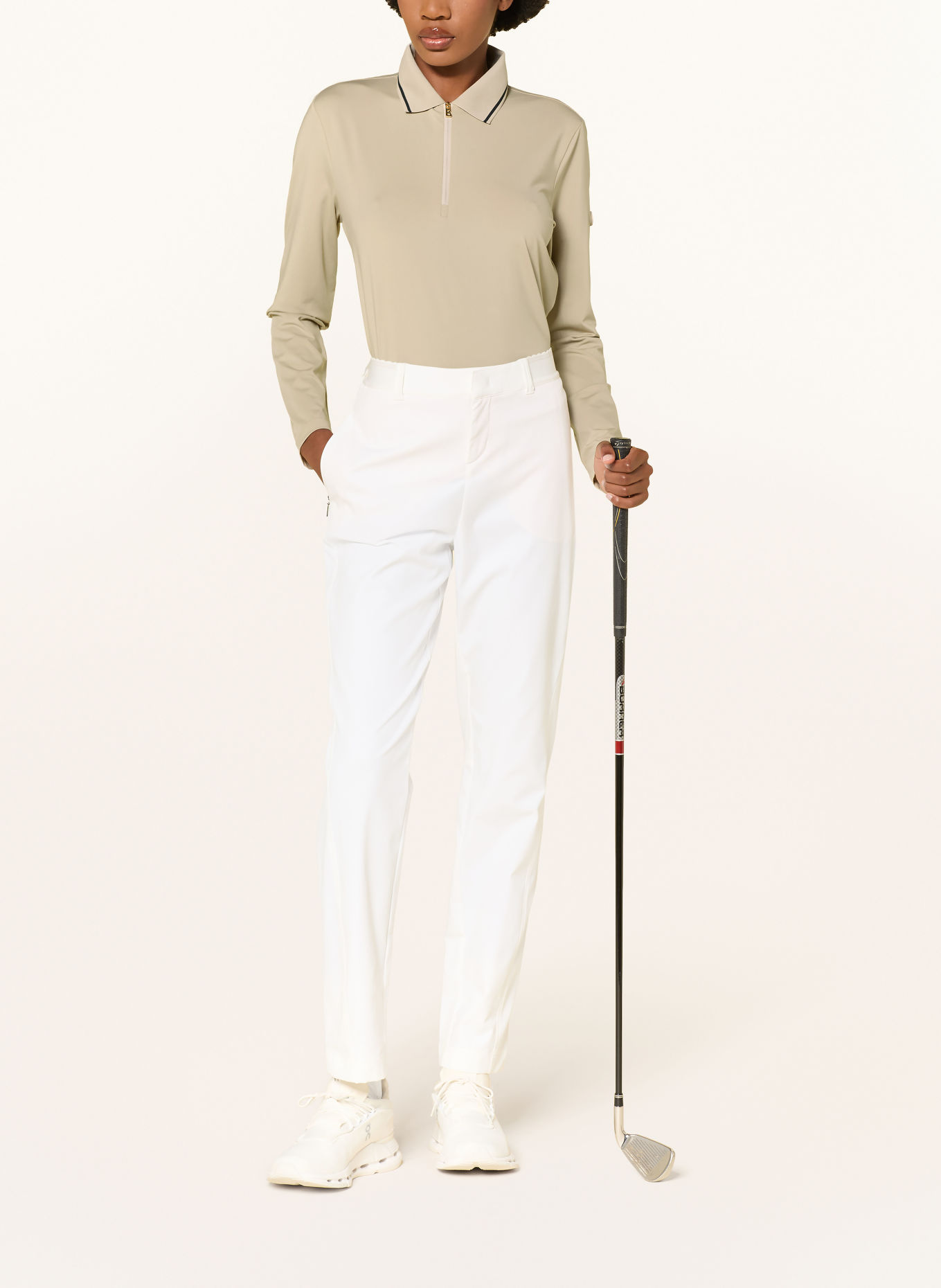 BOGNER LAURISSA Performance Polo Shirt: BEIGE / BLACK