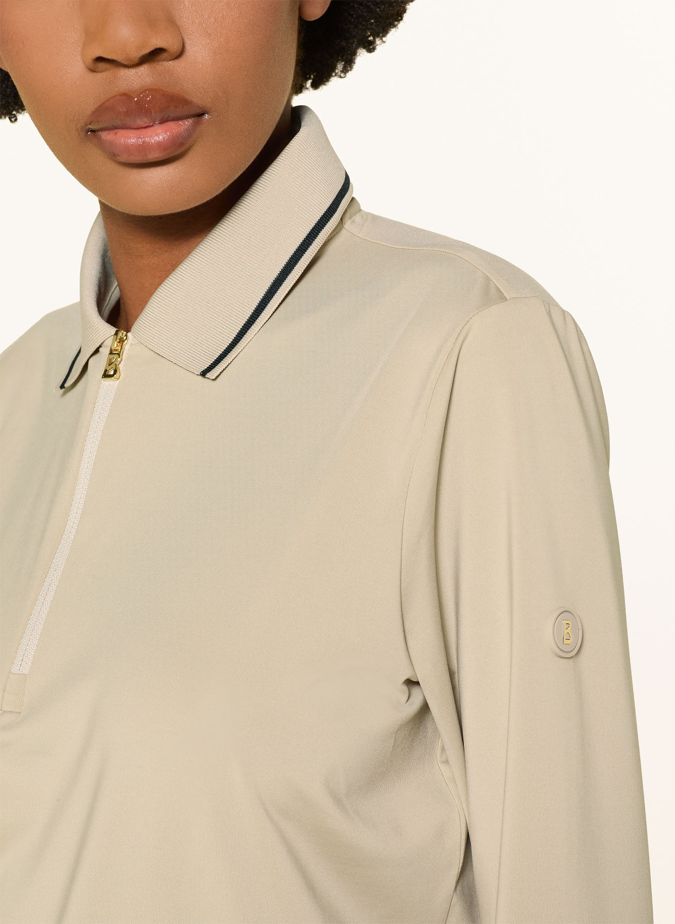 BOGNER LAURISSA Performance Polo Shirt: BEIGE / BLACK