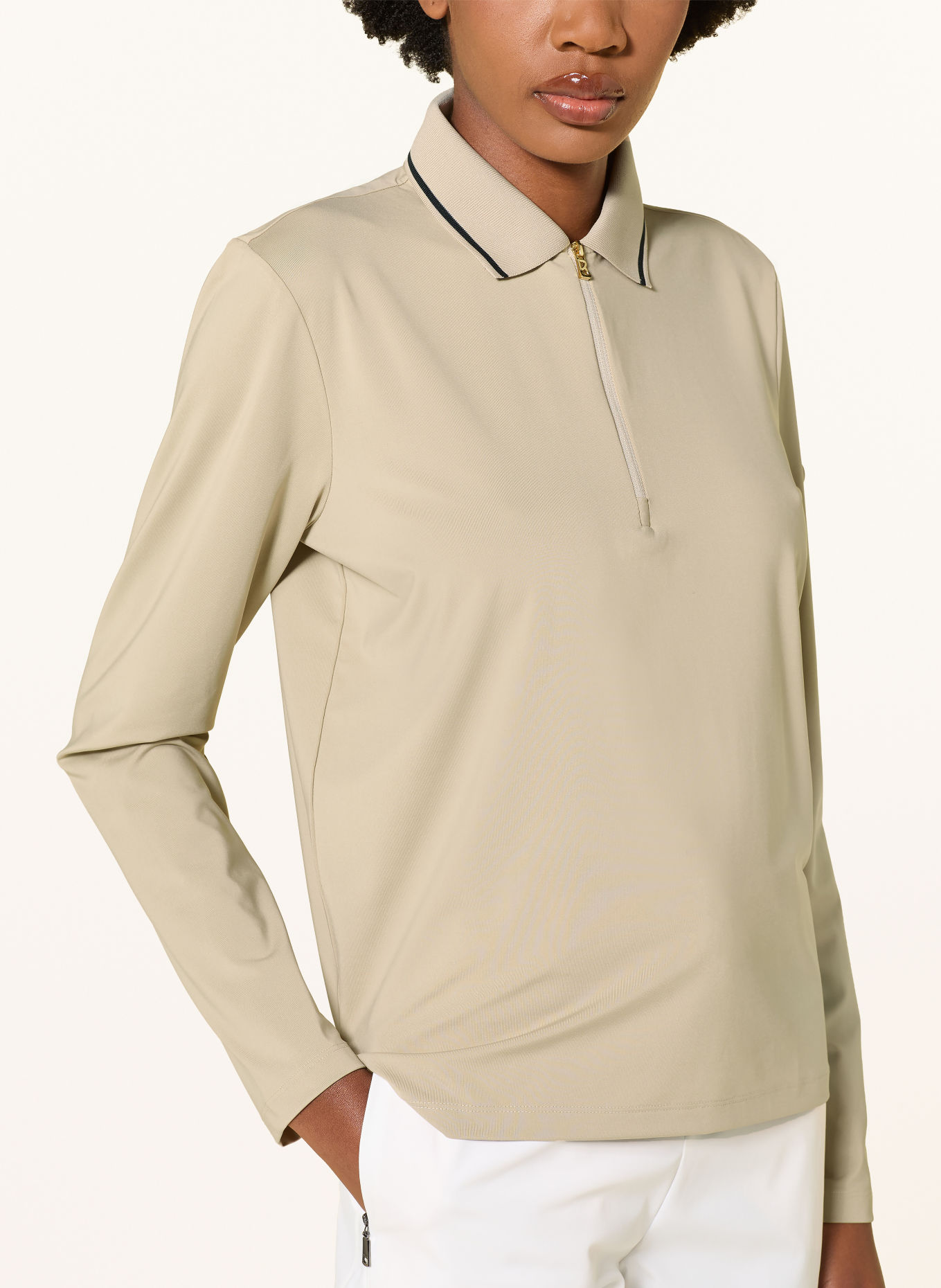 BOGNER LAURISSA Performance Polo Shirt: BEIGE / BLACK