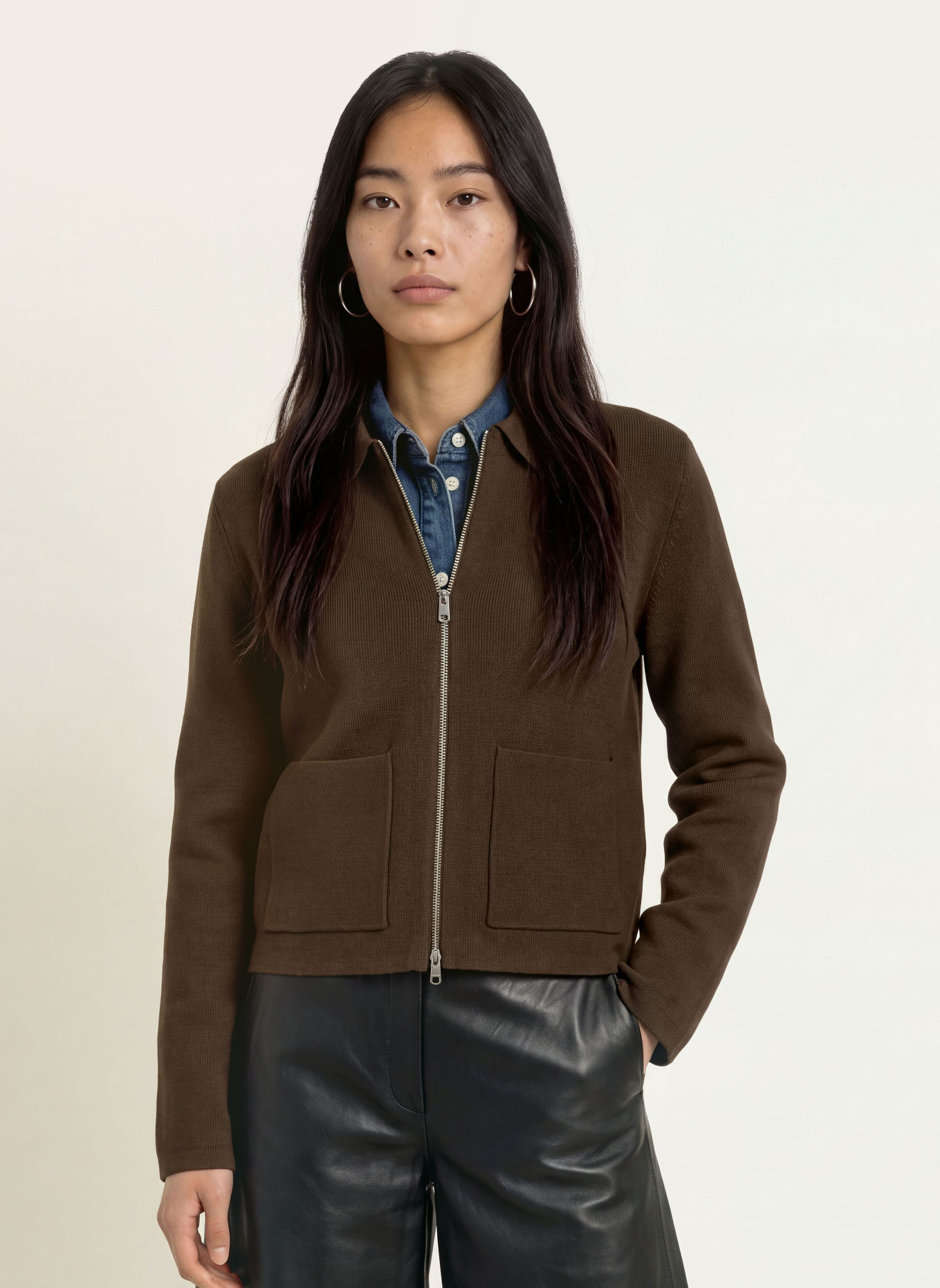SELECTED Strickjacke: DUNKELBRAUN