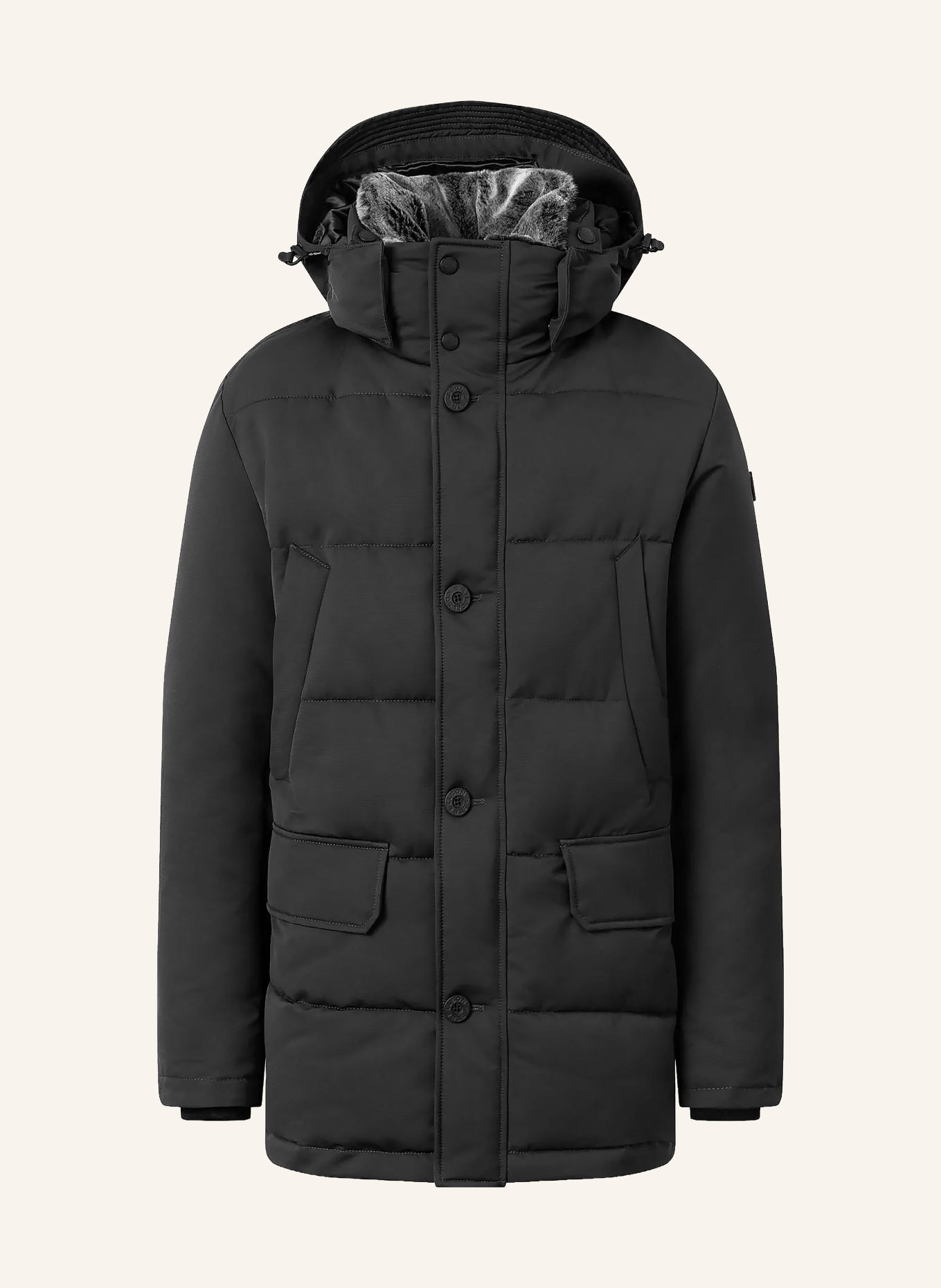 STRELLSON PIAZZA Parka with Detachable Faux Fur: BLACK
