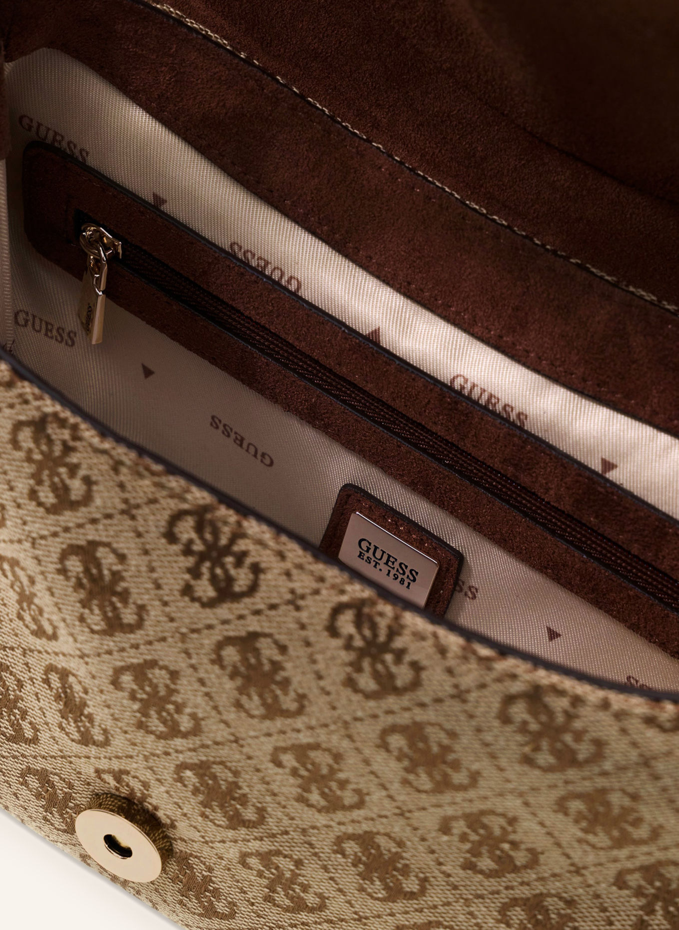 GUESS SAMANTHA Shoulder bag: LIGHT BROWN / GOLD / BROWN