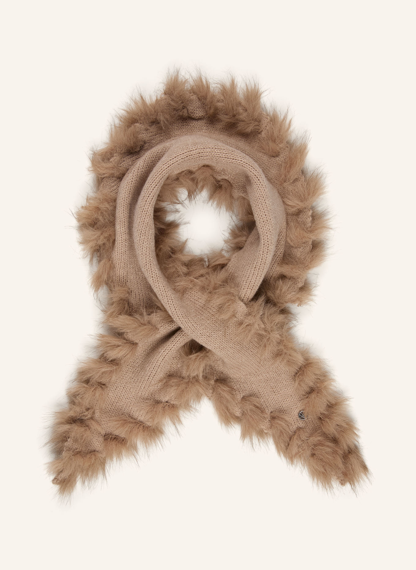 LOEVENICH Dreieckstuch mit Kunstfell: BEIGE