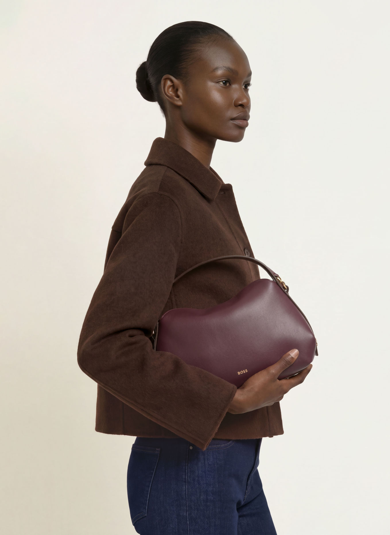 BOSS CAYLIE Handbag: DARK RED / GOLD