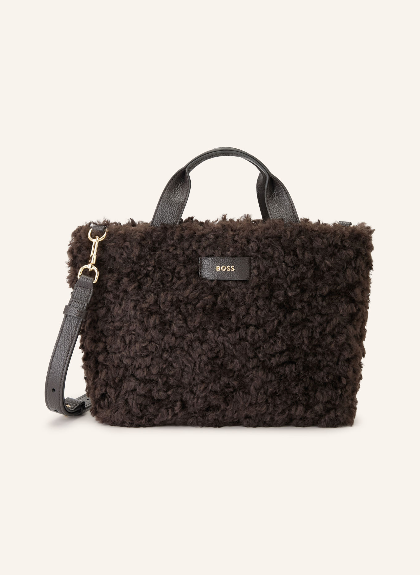 BOSS Handtasche PALMAH aus Kunstfell: DUNKELBRAUN