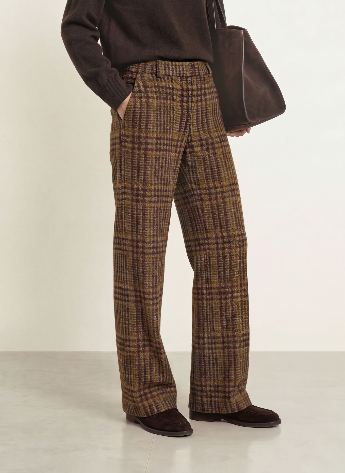 BRAX Marlenehose MAINE aus Jersey: DUNKELBRAUN / DUNKELROT / DUNKELGELB