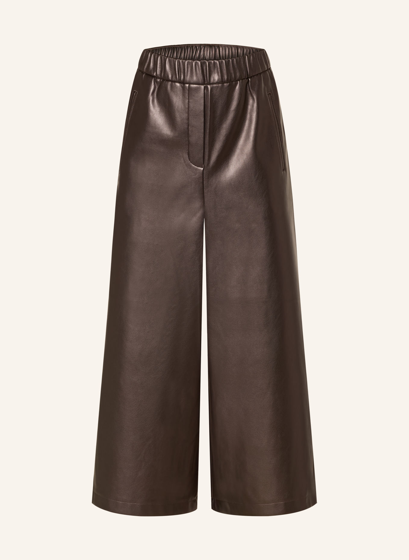 MARC AUREL Leather-look culottes: DARK BROWN