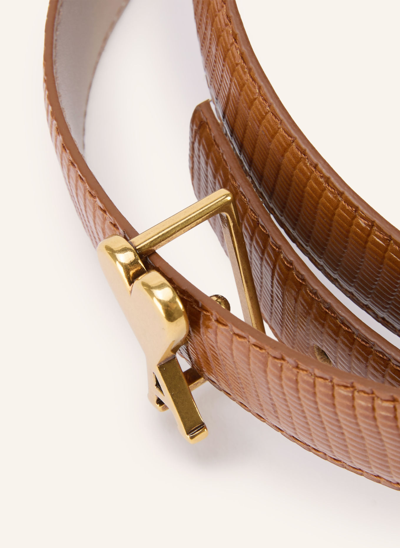 AMI PARIS Leren riem AMI DE COEUR: COGNAC / GOUD