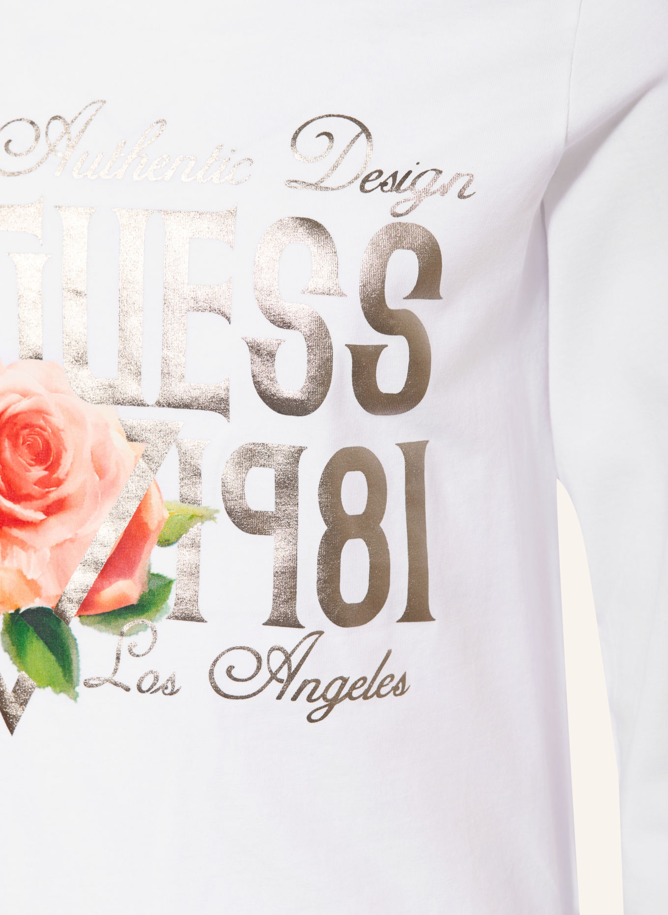 GUESS Longsleeve: WEISS / GOLD / ROSA