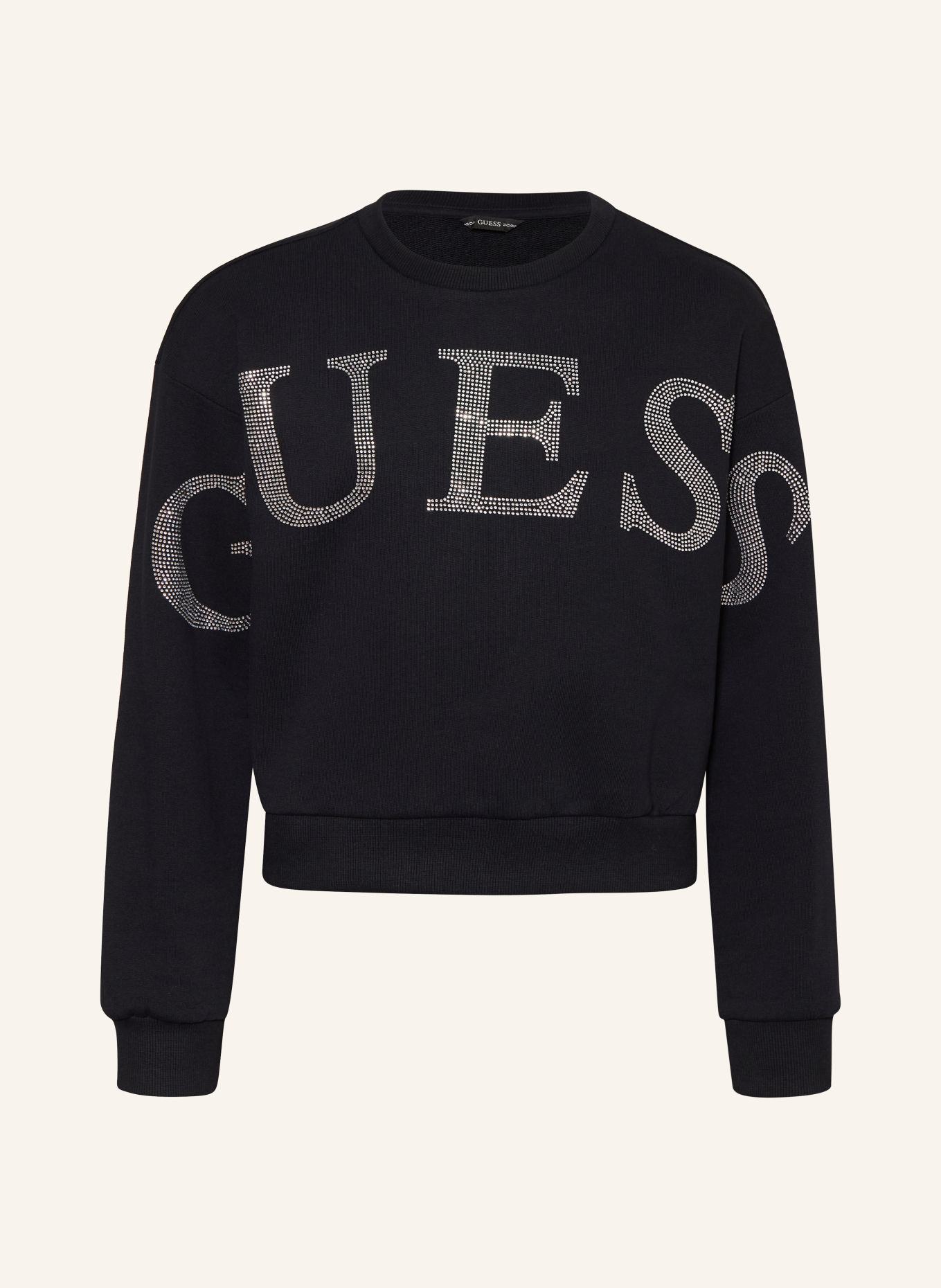 GUESS Sweatshirt with Rhinestones: BLACK