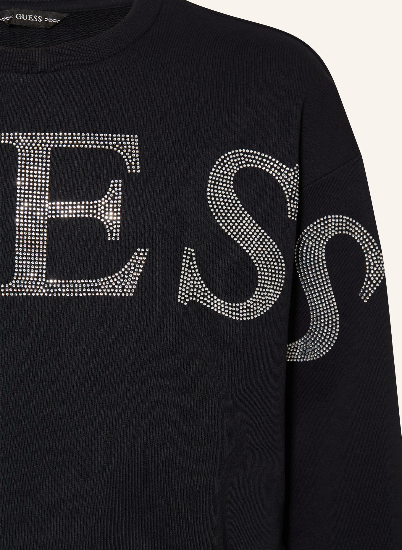 GUESS Sweatshirt with Rhinestones: BLACK