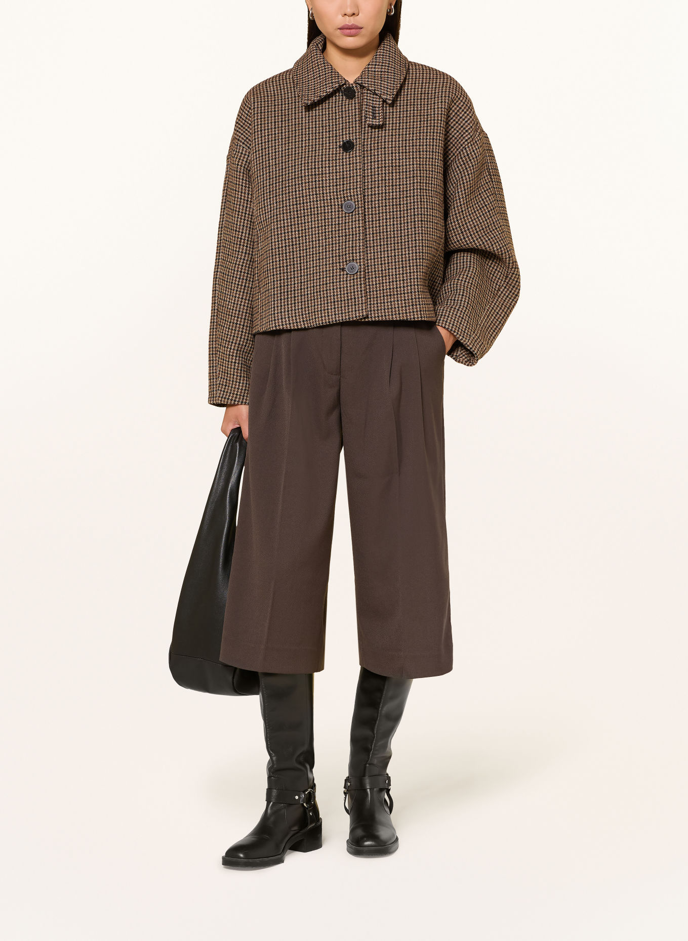 GRACE & MILA Veste boxy ARTHUR: MARRON / BEIGE / NOIR