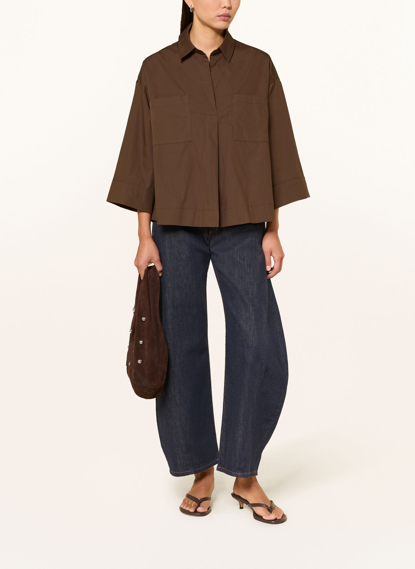 GRACE & MILA Blusenshirt AMBRE mit 3/4-Arm: BRAUN