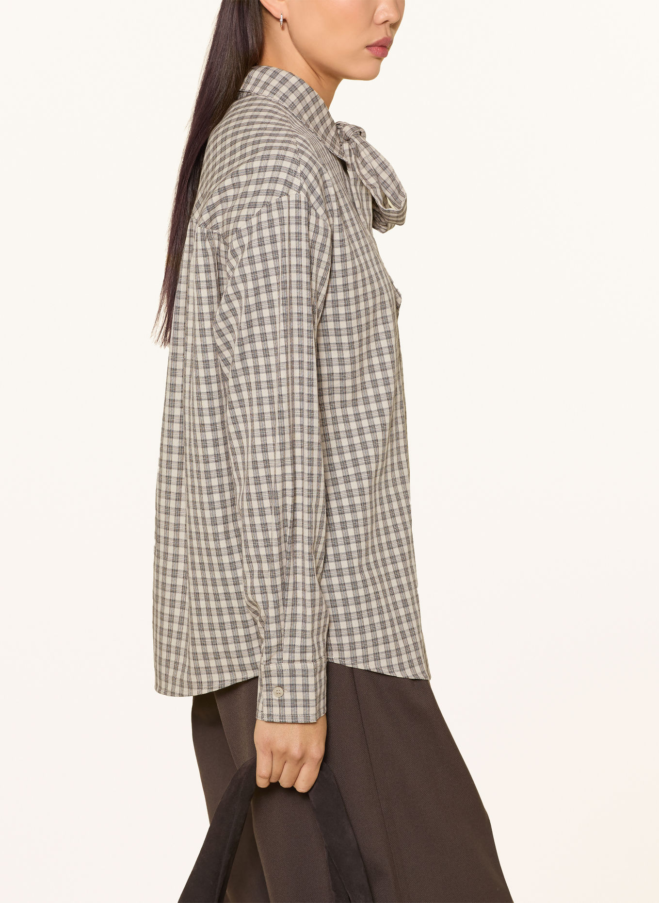 GRACE & MILA Blouse avec nœud amovible: BEIGE / MARRON / NOIR