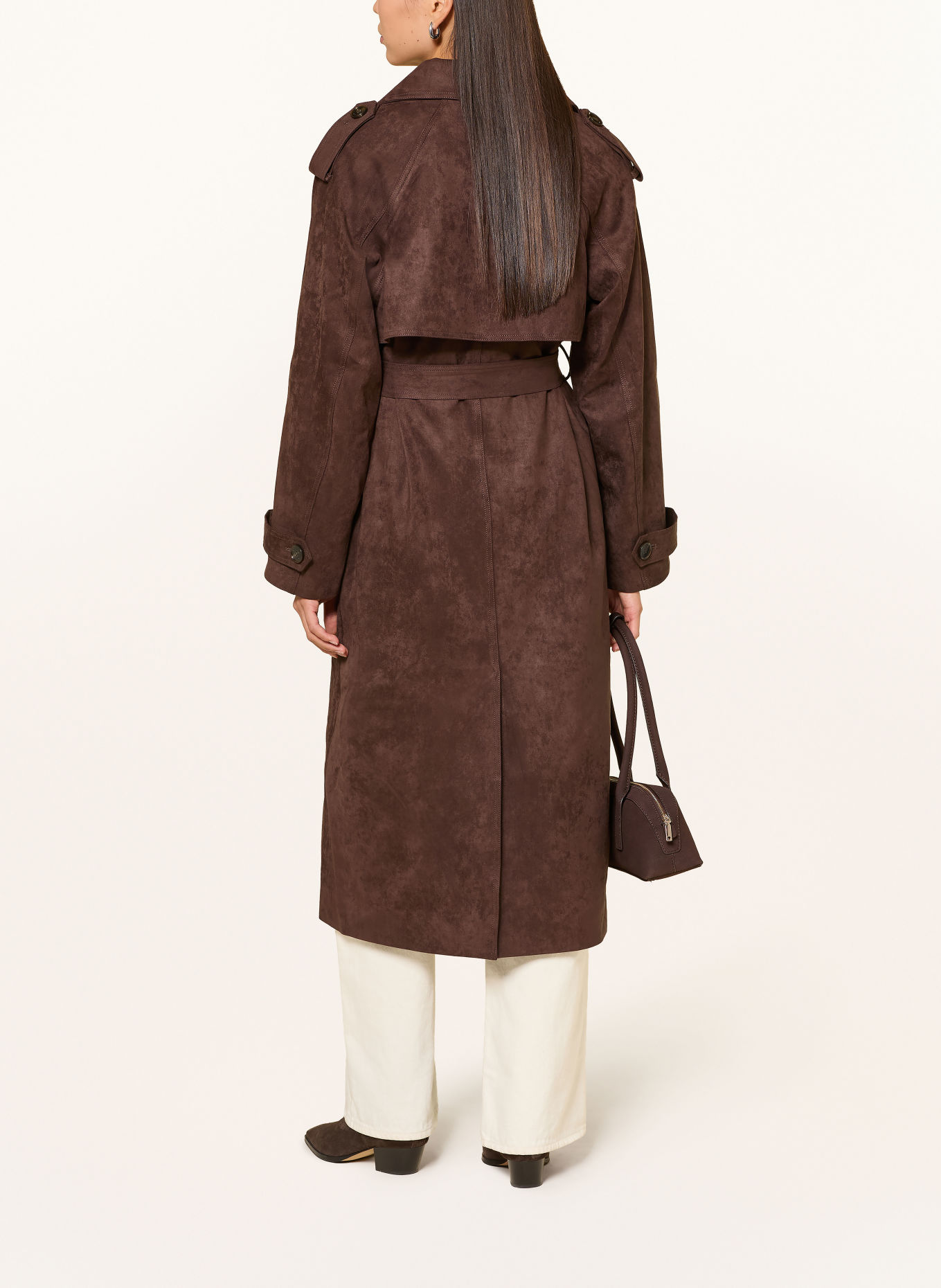 GRACE & MILA Trenchcoat ASTRID in leerlook: MARRON FONCÉ