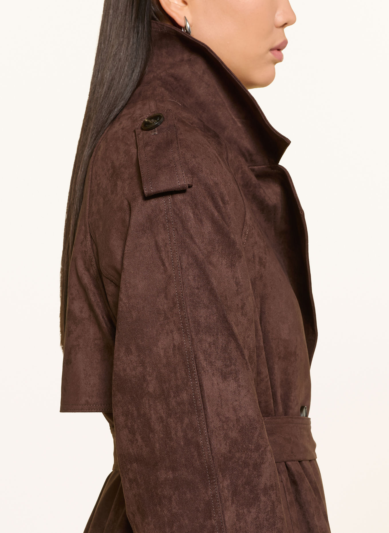 GRACE & MILA Trenchcoat ASTRID in leerlook: MARRON FONCÉ