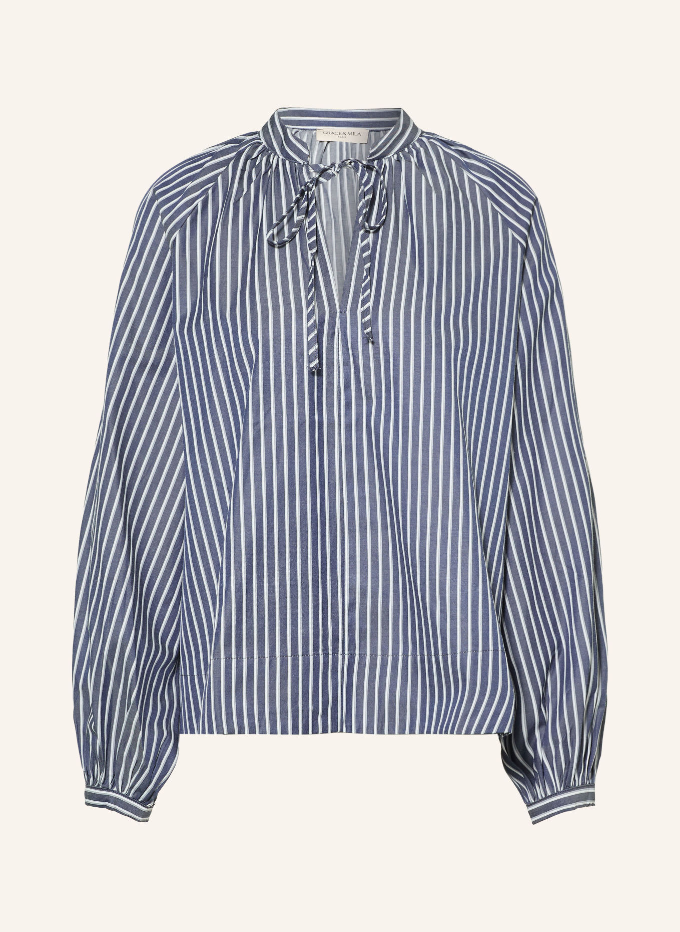 GRACE & MILA Chemisier ALBANE: BLEU FONCÉ / GRIS / BLANC